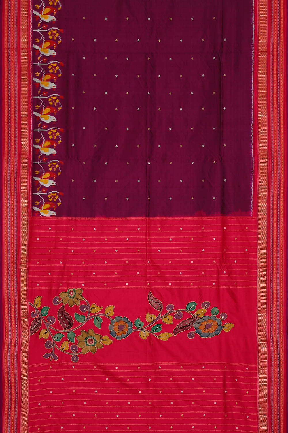 Image of Violet Pochampally Ikat Silk Saree
