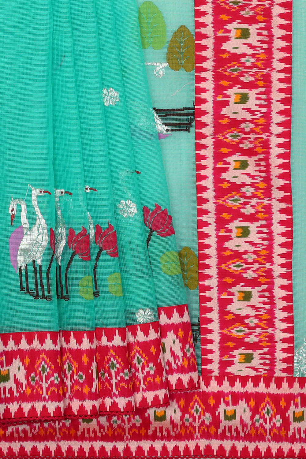 Image of Sea-Green Kota Cotton Silk Saree