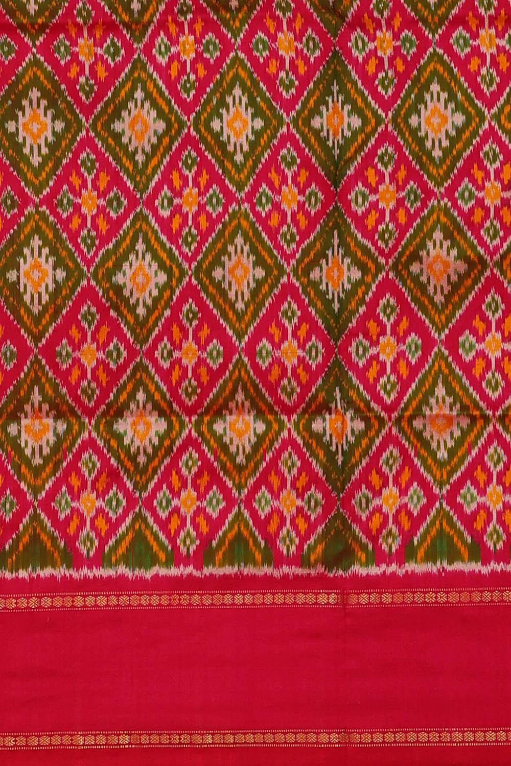 Image of Off-White Pochampally Ikat Silk Saree