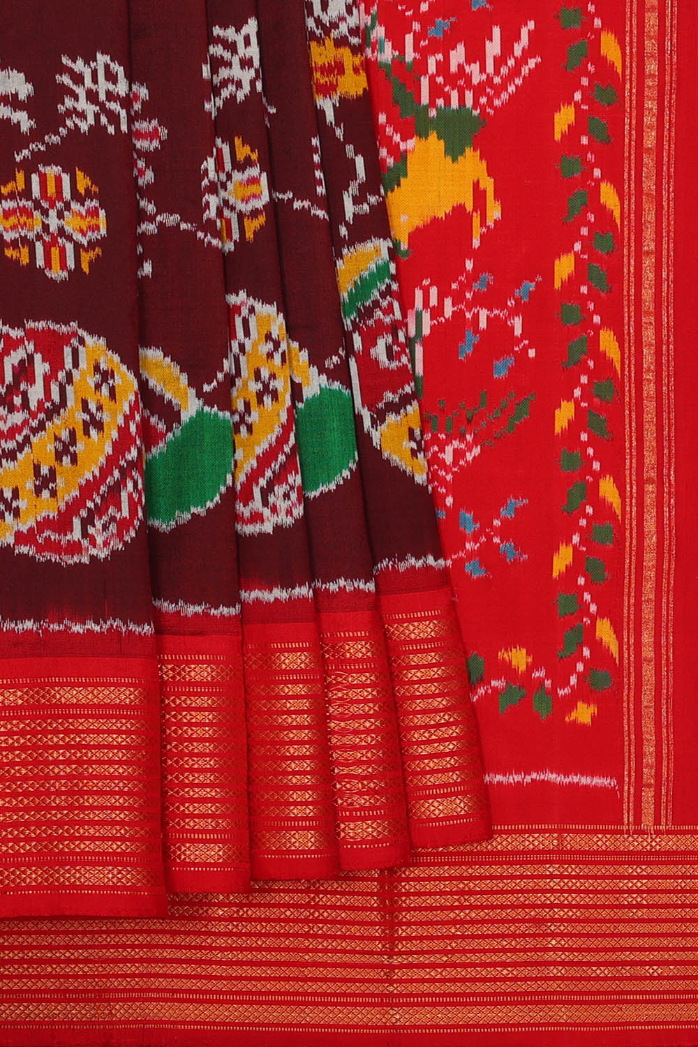 Image of Maroon Pochampally Ikat Silk Saree