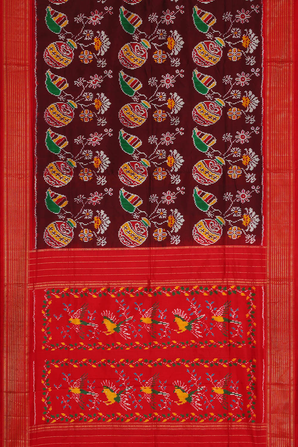 Image of Maroon Pochampally Ikat Silk Saree
