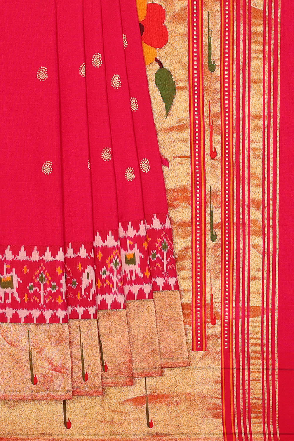 Image of Pink Fusion Pochampally Paithani Silk Saree