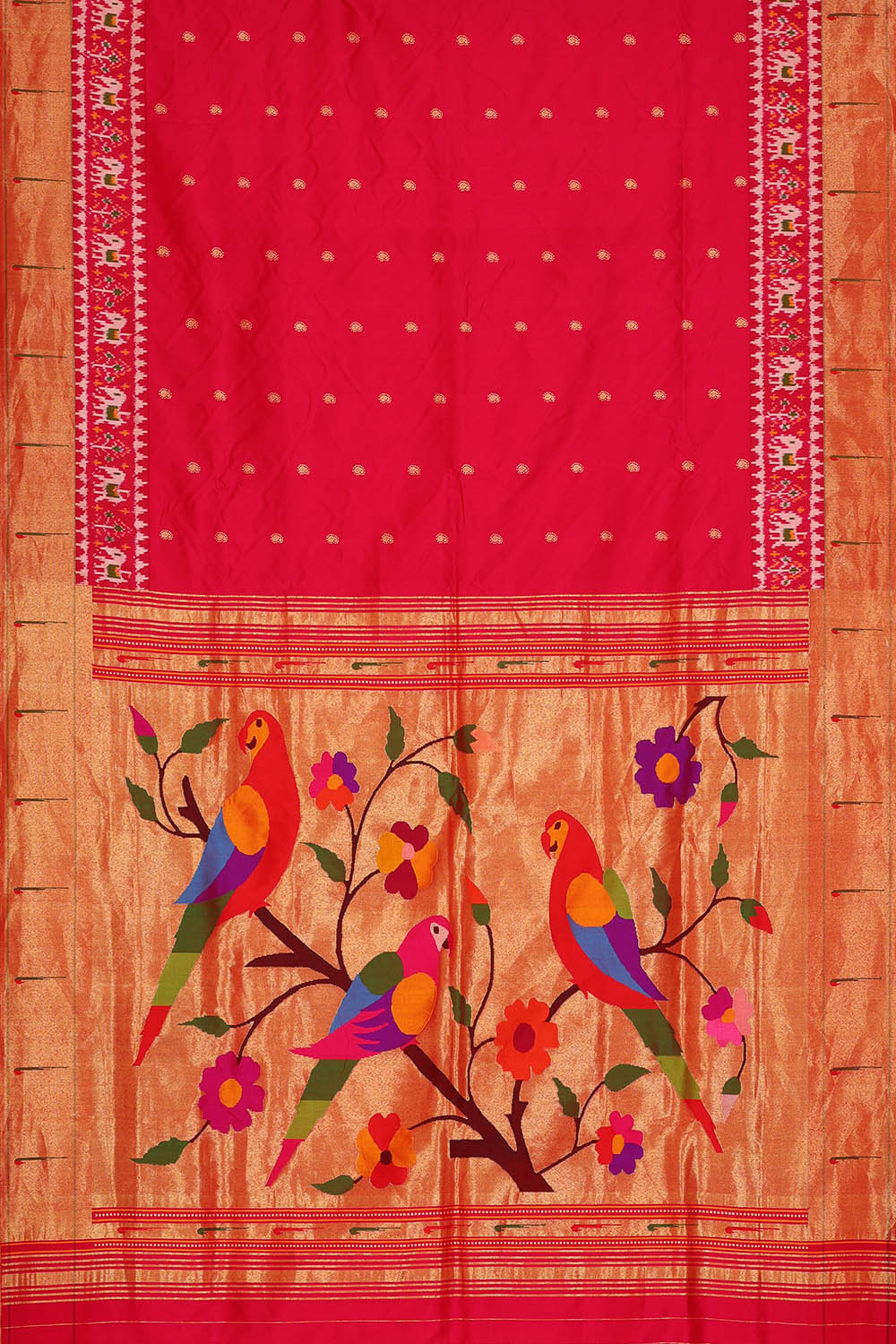 Image of Pink Fusion Pochampally Paithani Silk Saree