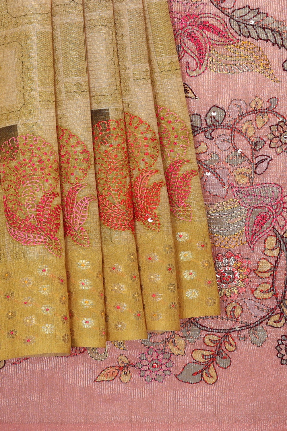 Image of Pink Desi Tussar Silk Saree