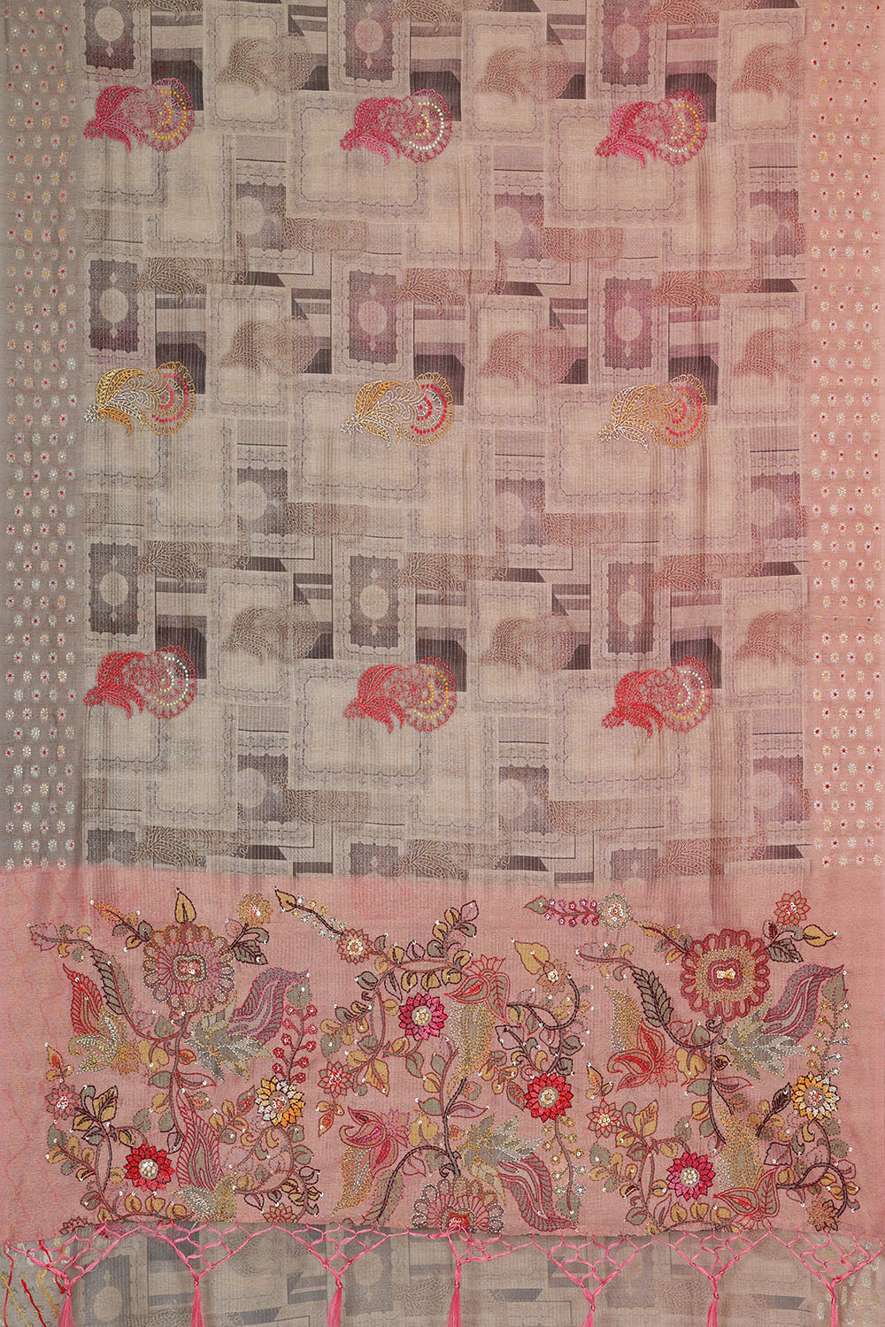 Image of Grey Desi Tussar Silk Saree