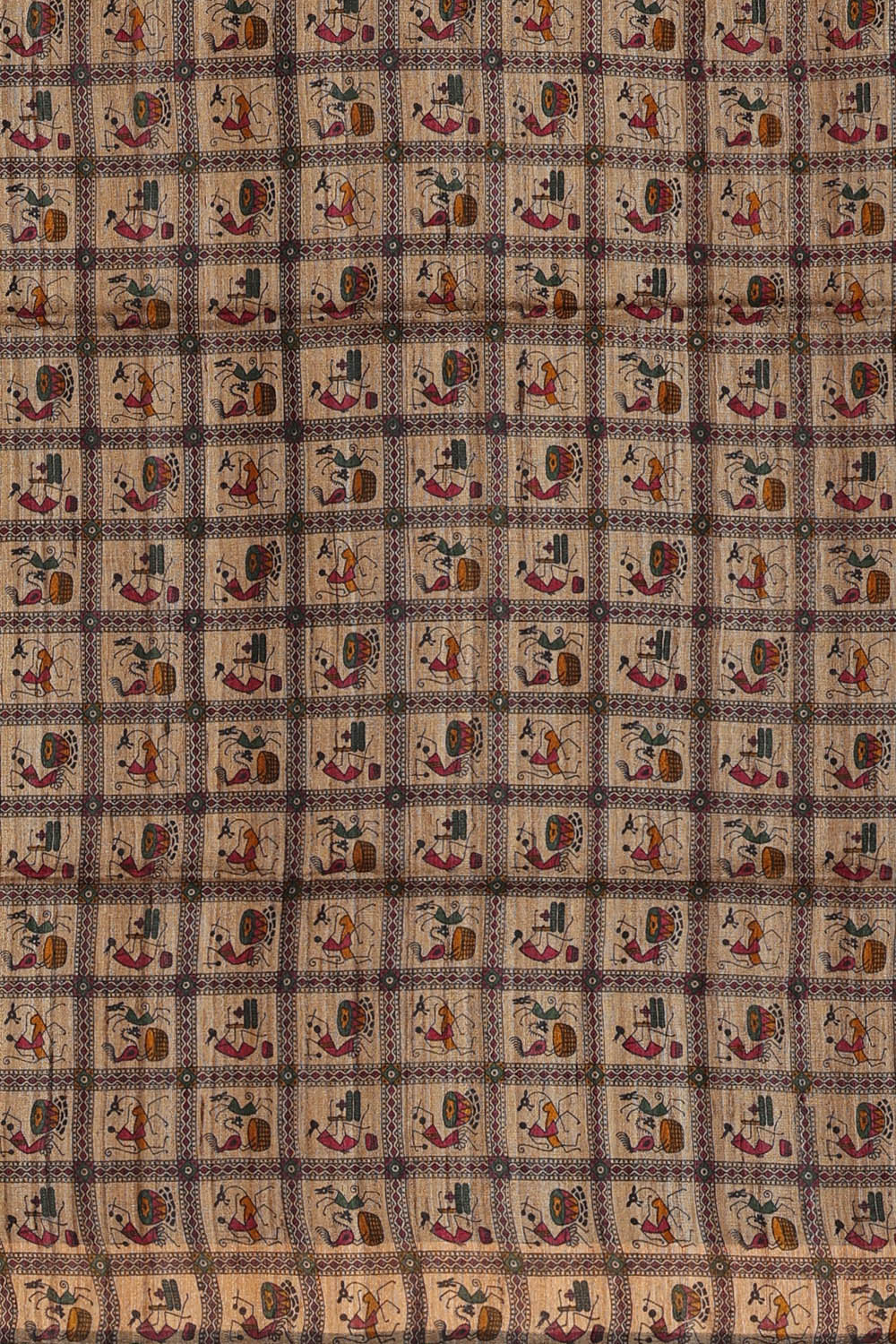Image of Maroon Tussar Silk Saree