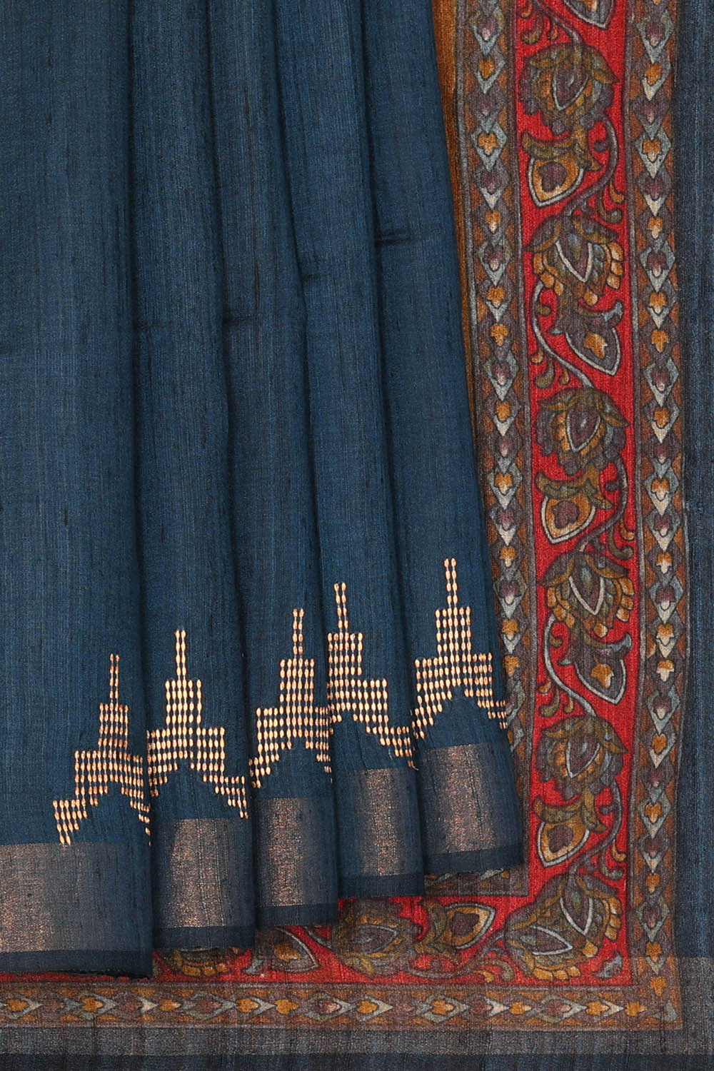 Image of Blue Tussar Silk Saree