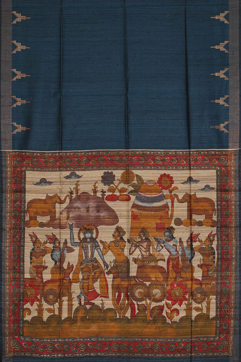 Image of Blue Tussar Silk Saree