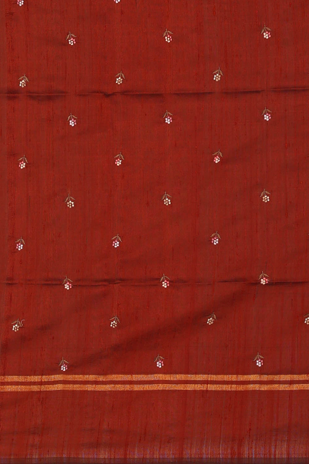 Image of Maroon Tussar Silk Saree