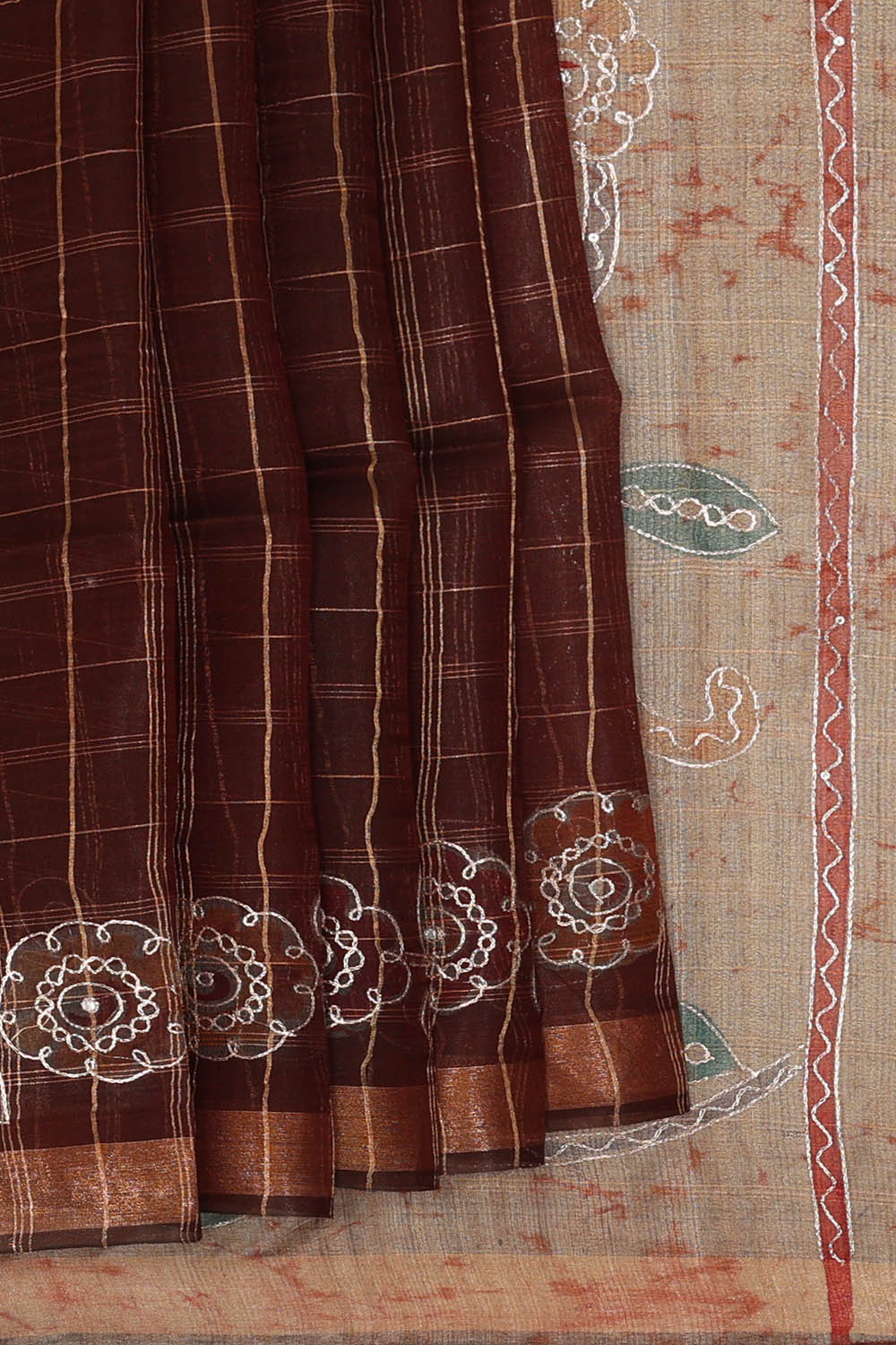 Image of Brown Tussar Silk Saree