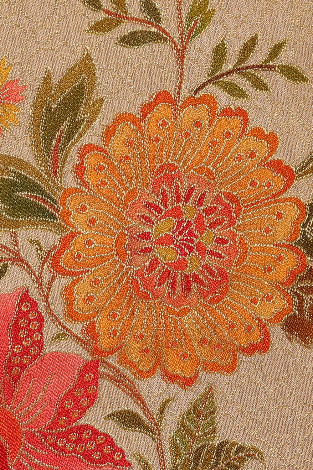 Image of Beige Brocade Silk Saree