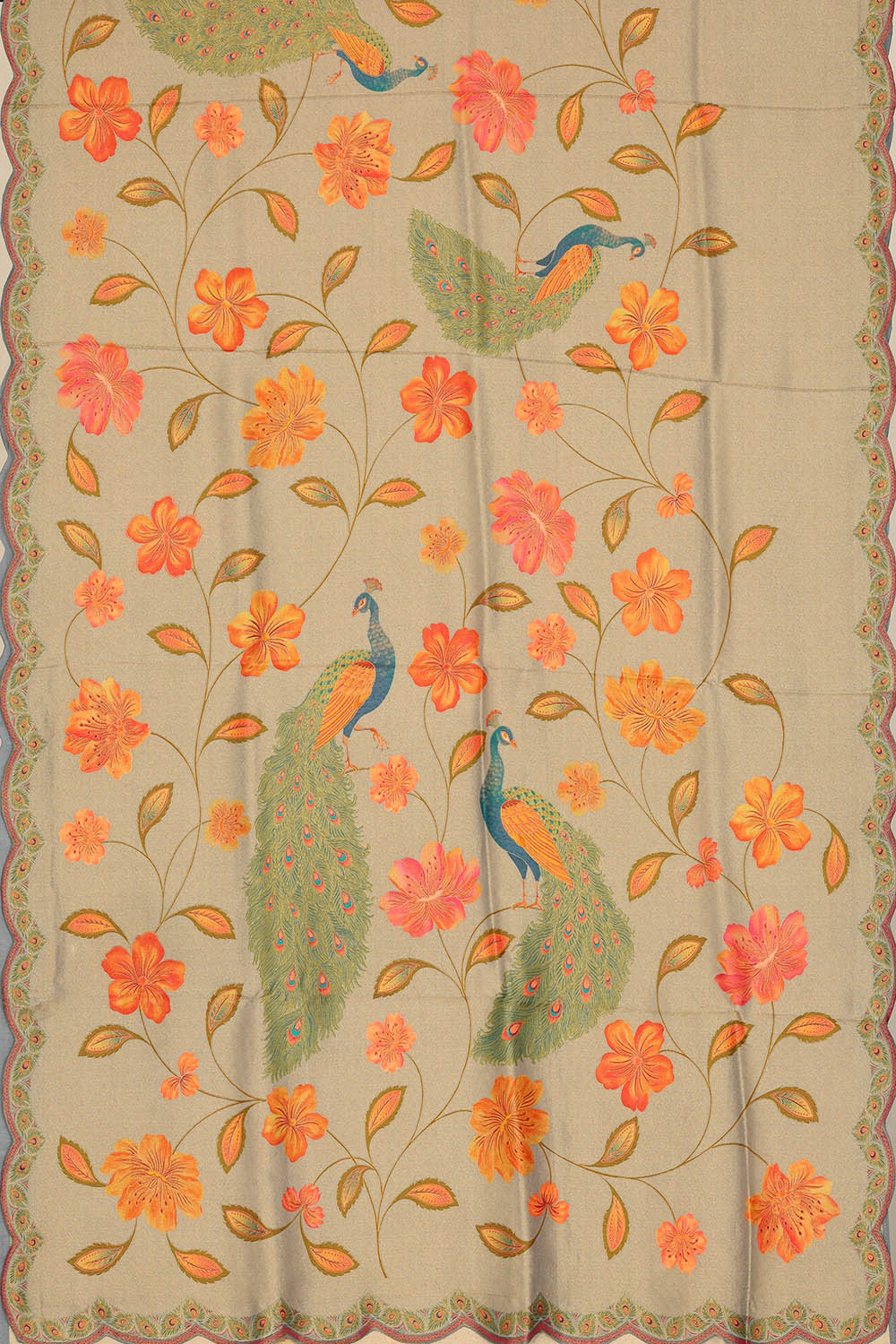 Image of Beige Brocade Silk Saree
