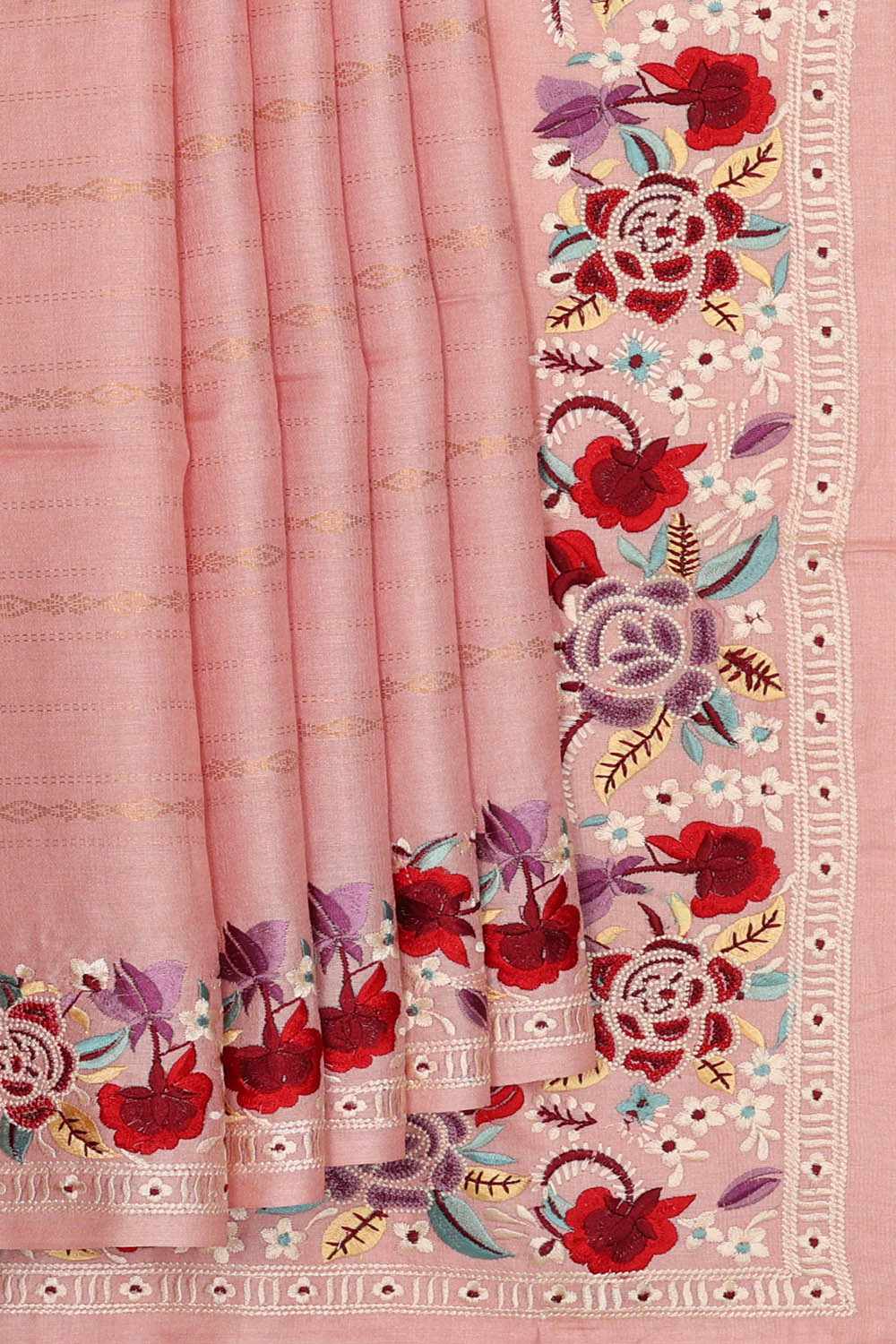 Image of Pink Tussar Silk Saree