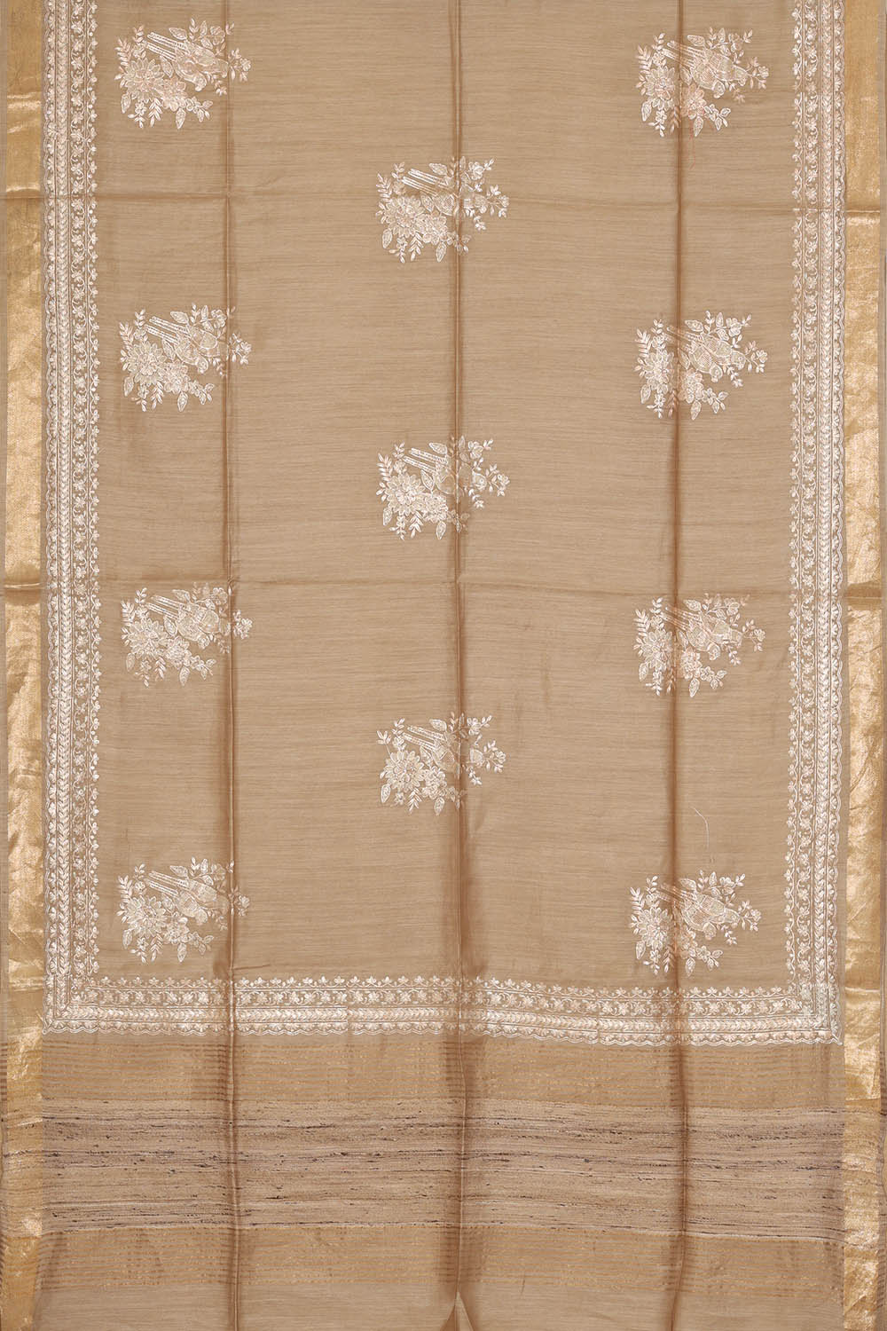 Image of Beige Tussar Silk Saree