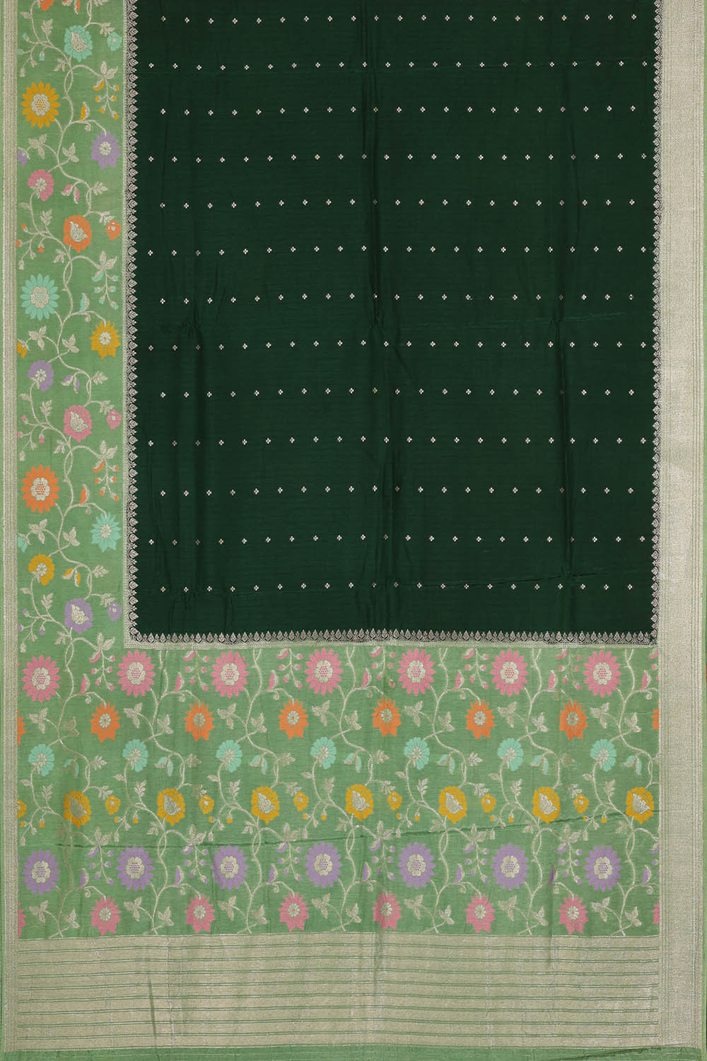 Image of Bottle-Green Banarasi Tussar Silk Saree