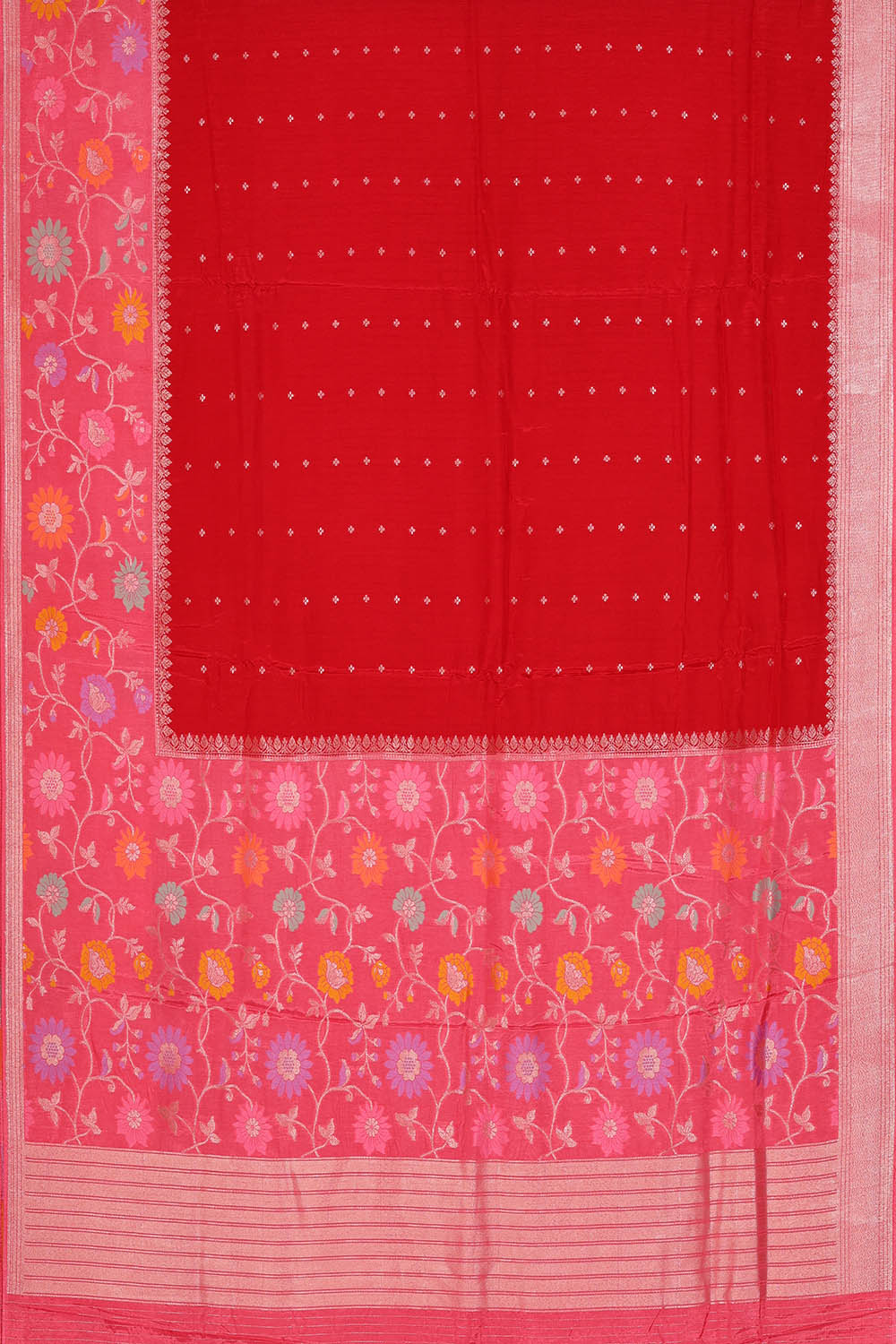 Image of Red Banarasi Tussar Silk Saree