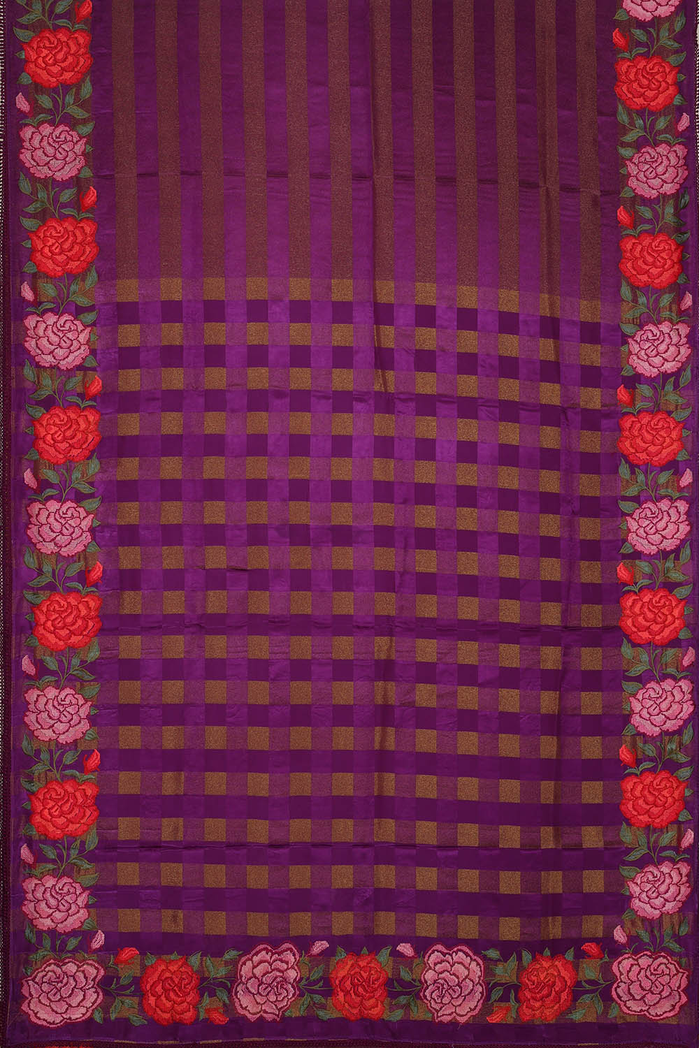Image of Purple Crepe Silk Embroidery Saree