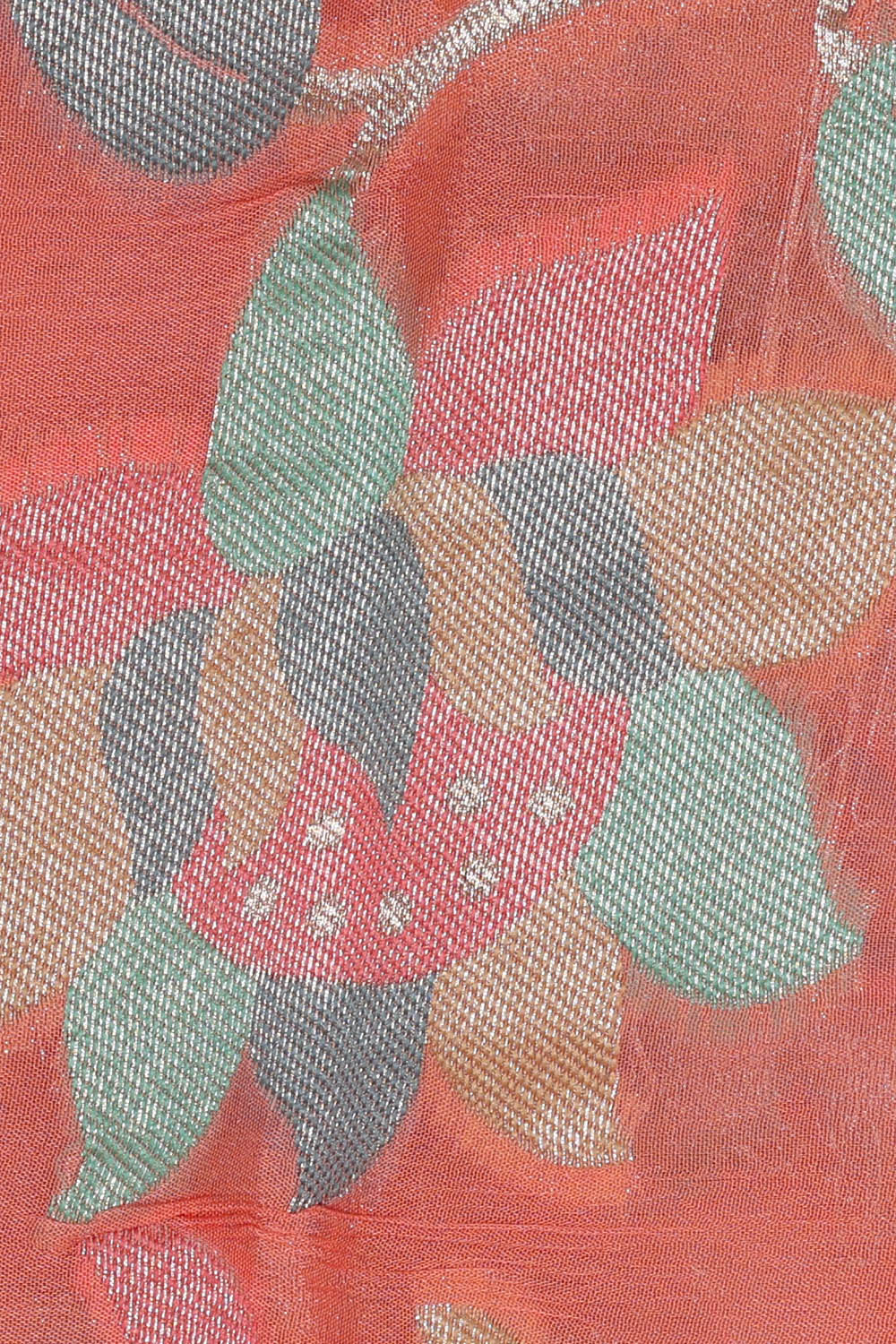 Image of Peach Banarasi Silk Saree
