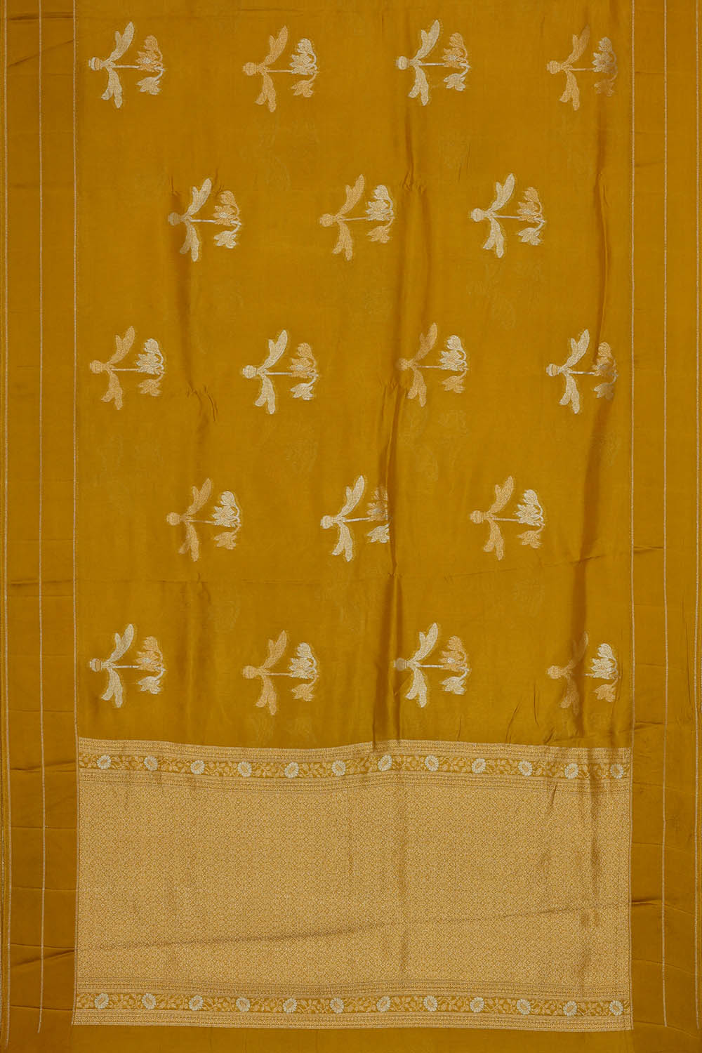 Image of Yellow-Mustard Banarasi Silk Saree