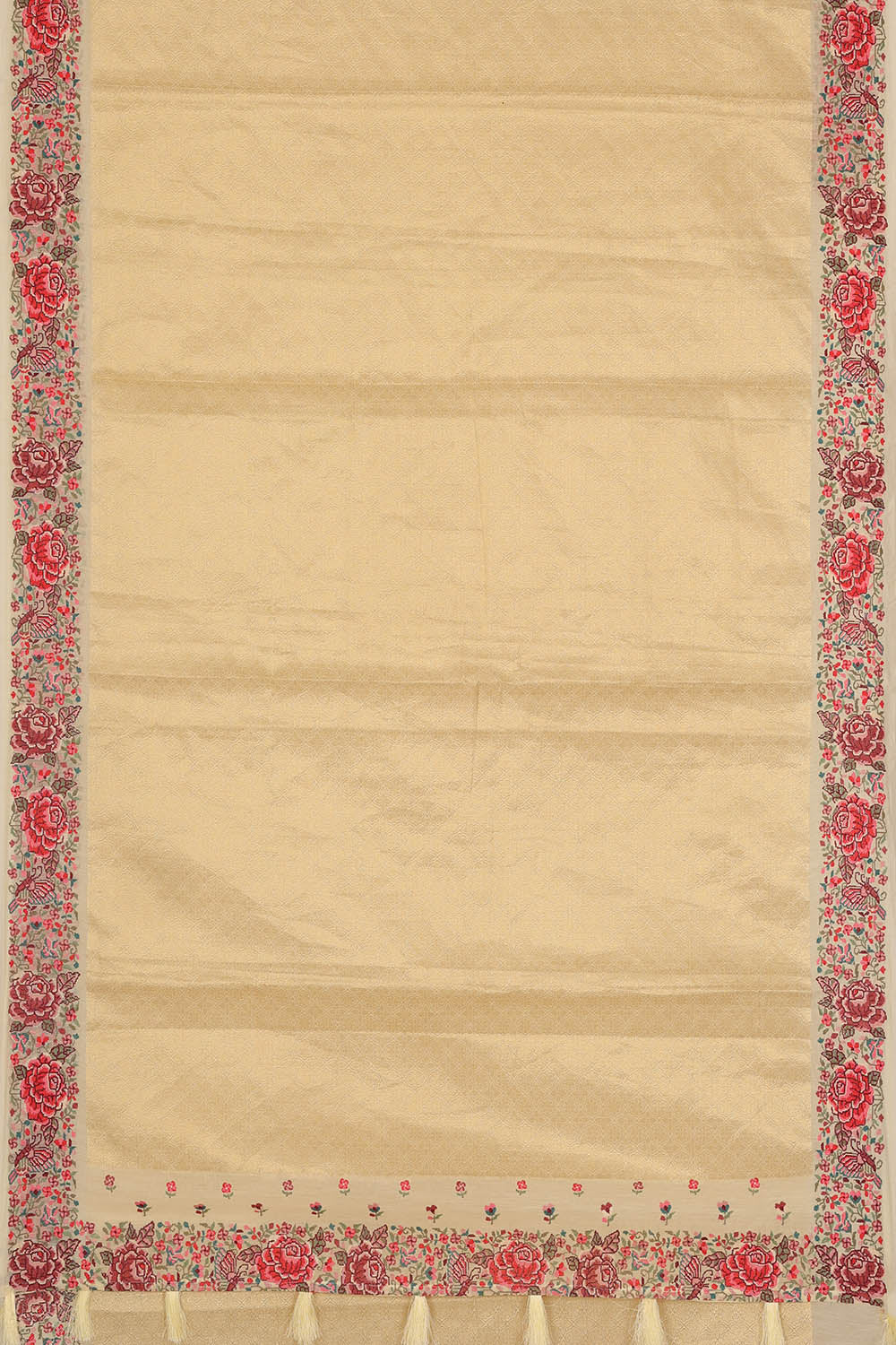 Image of Ivory Cotton Silk Embroidery Saree