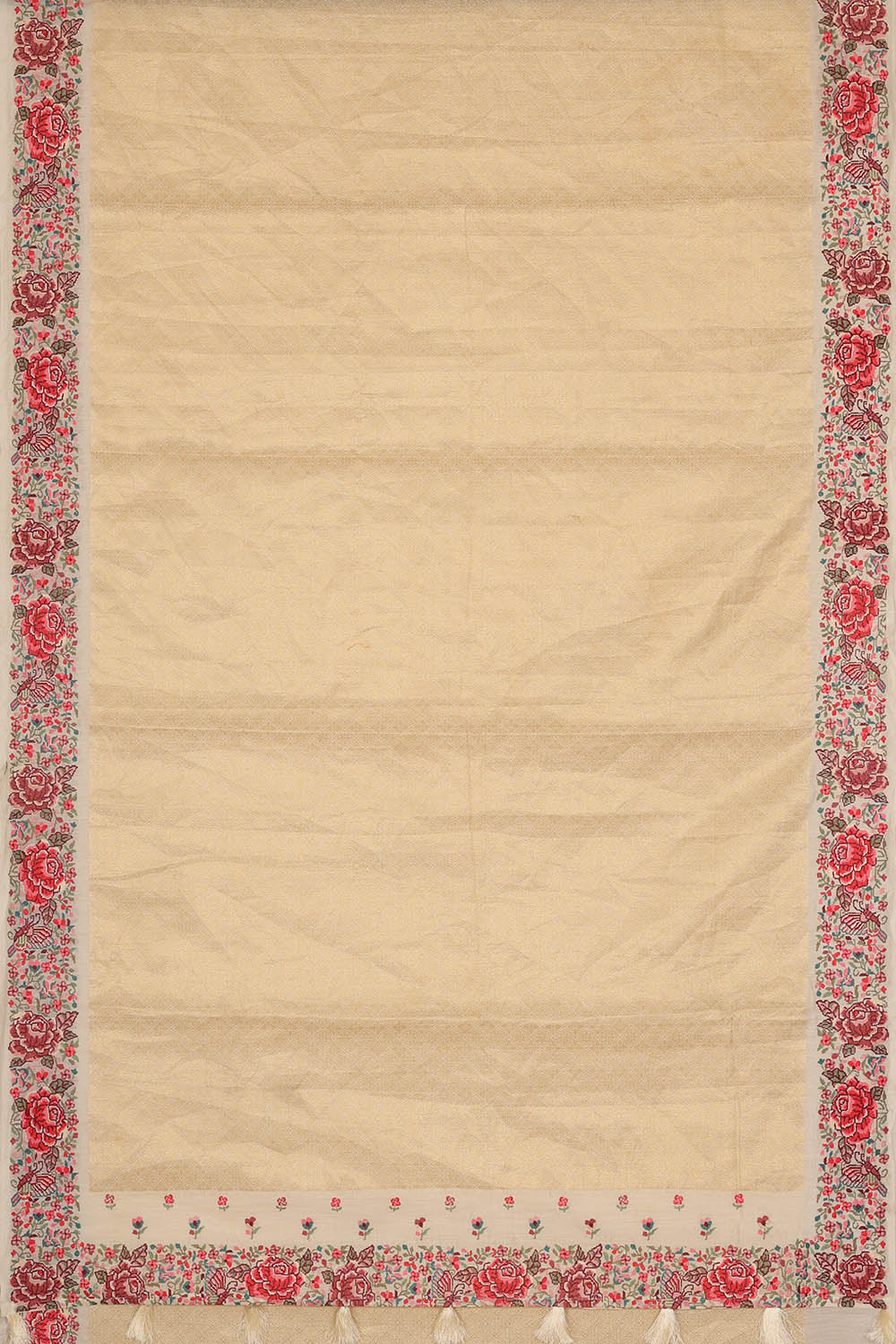 Image of Off-white Cotton Silk Embroidery Saree