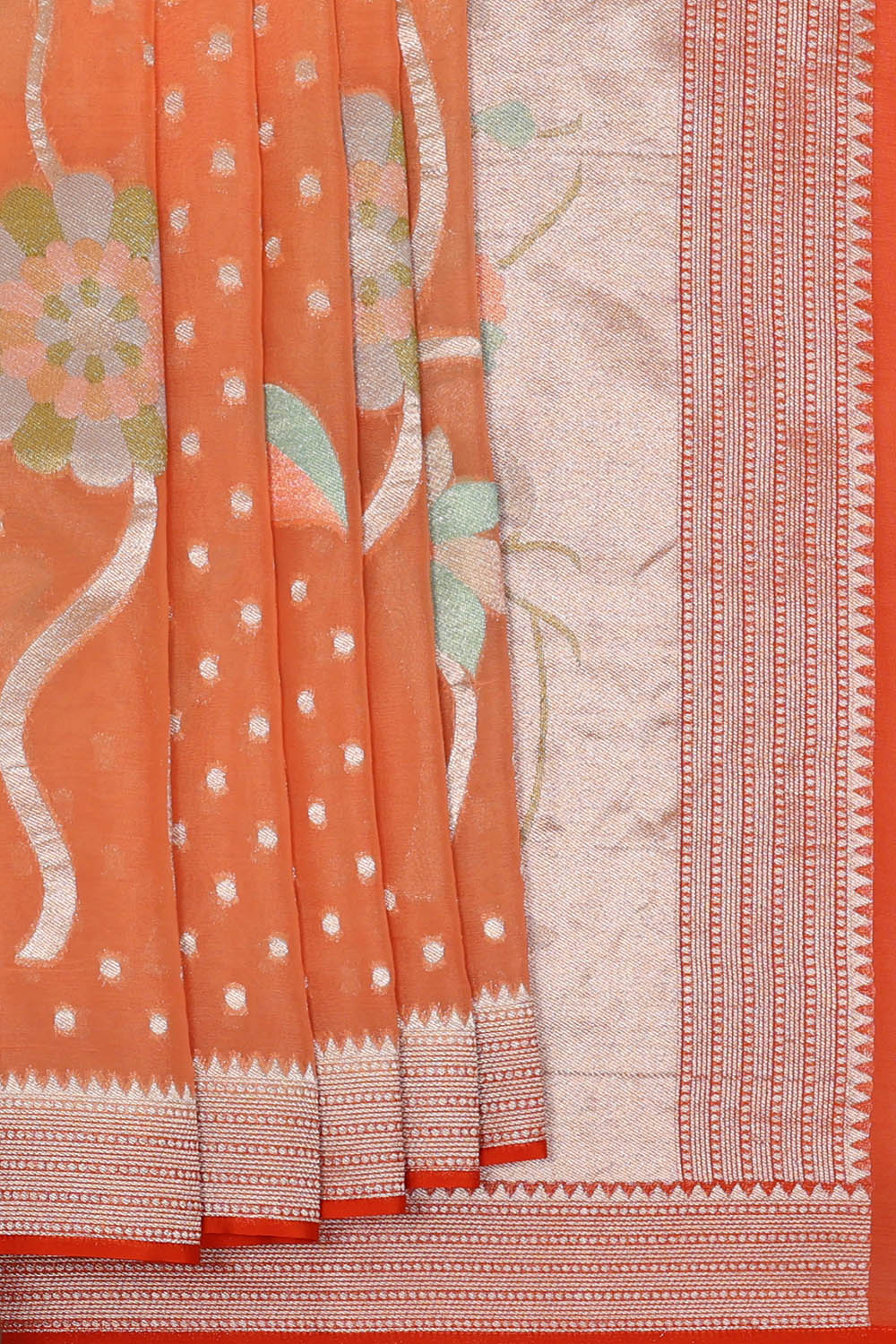 Image of Orange Silk Saree