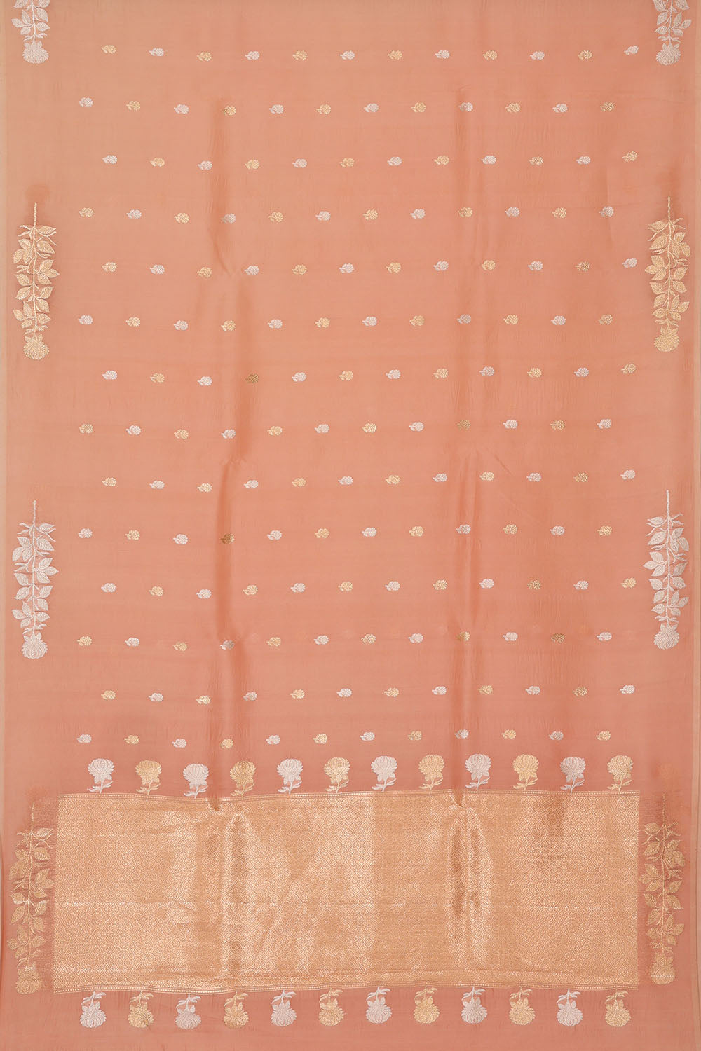 Image of Peach Banarasi Silk Cotton Saree