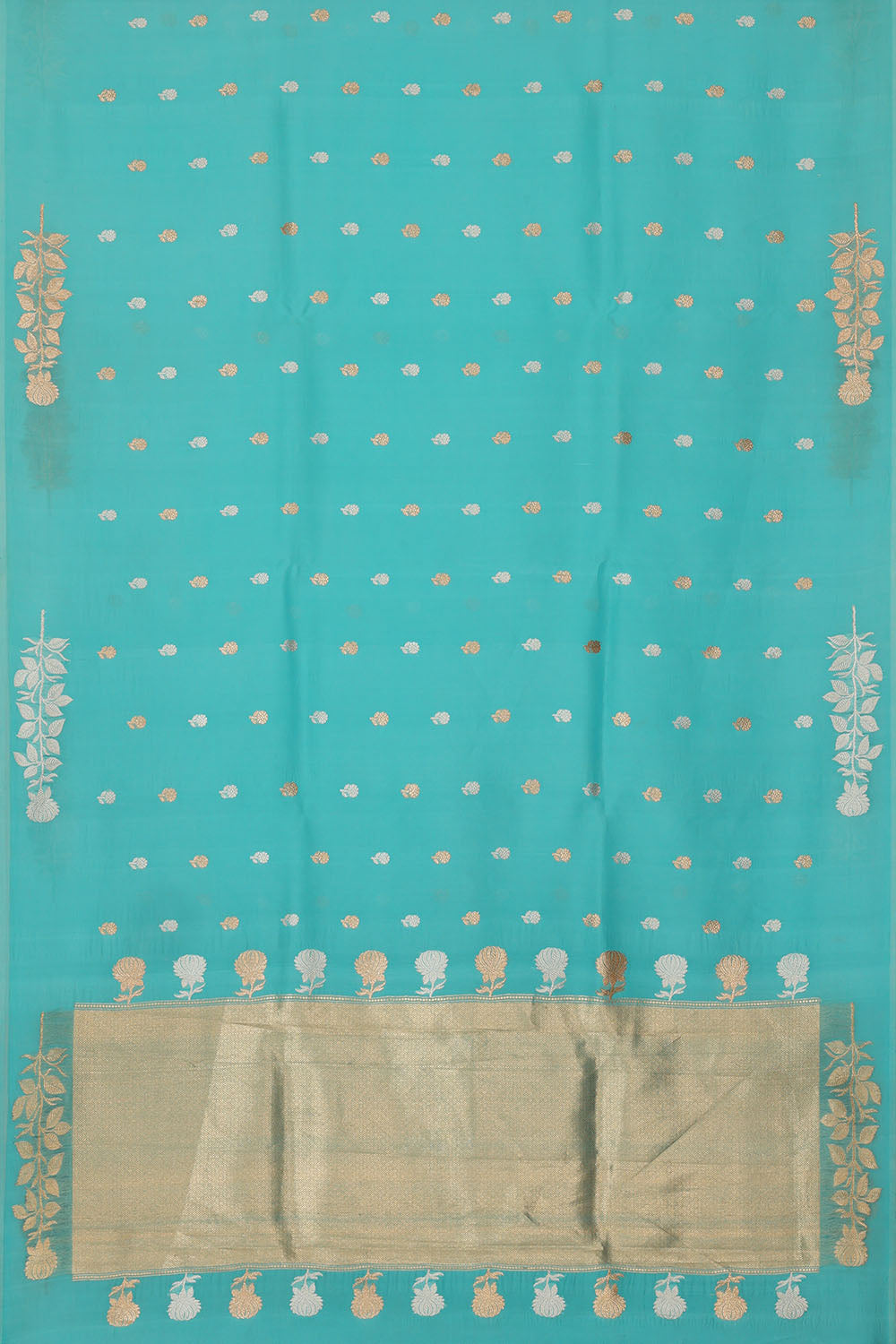 Image of Blue Banarasi Silk Cotton Saree