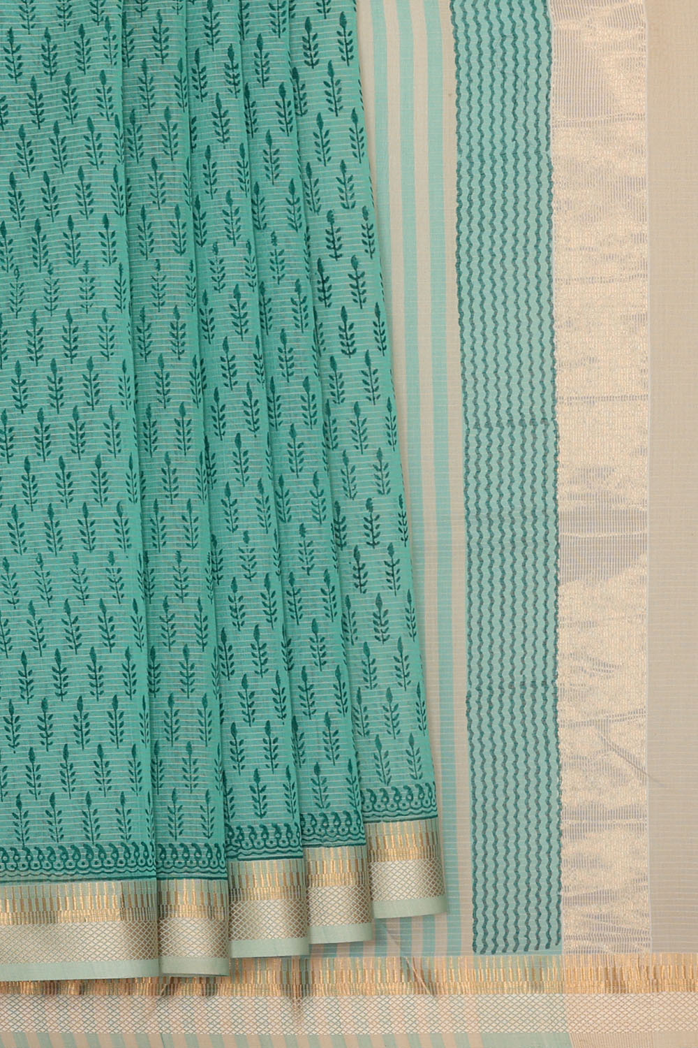 Image of Sea-Green Silk Cotton Saree