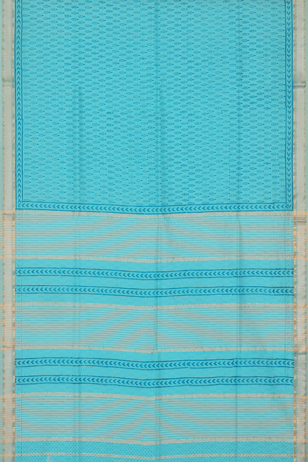 Image of Sky-Blue Silk Cotton Saree