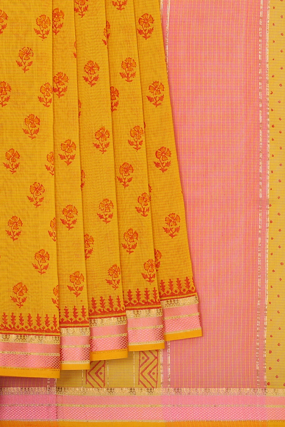 Image of Yellow Silk Cotton Saree