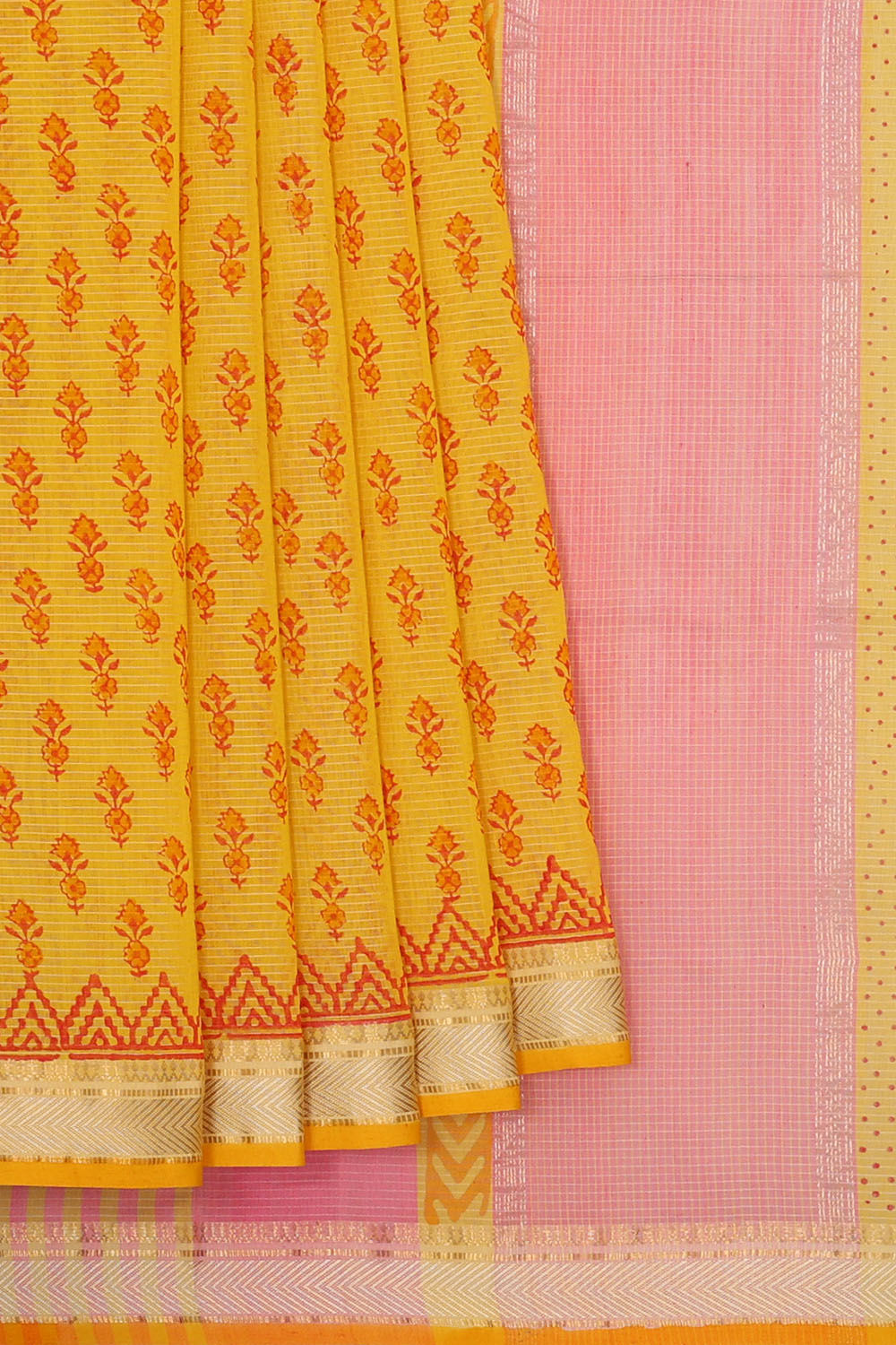 Image of Yellow Silk Cotton Saree