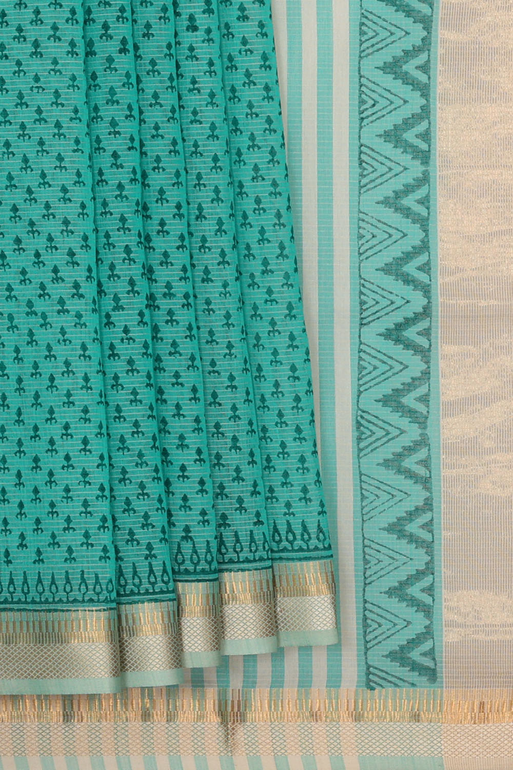 Image of Sea-Green Silk Cotton Saree