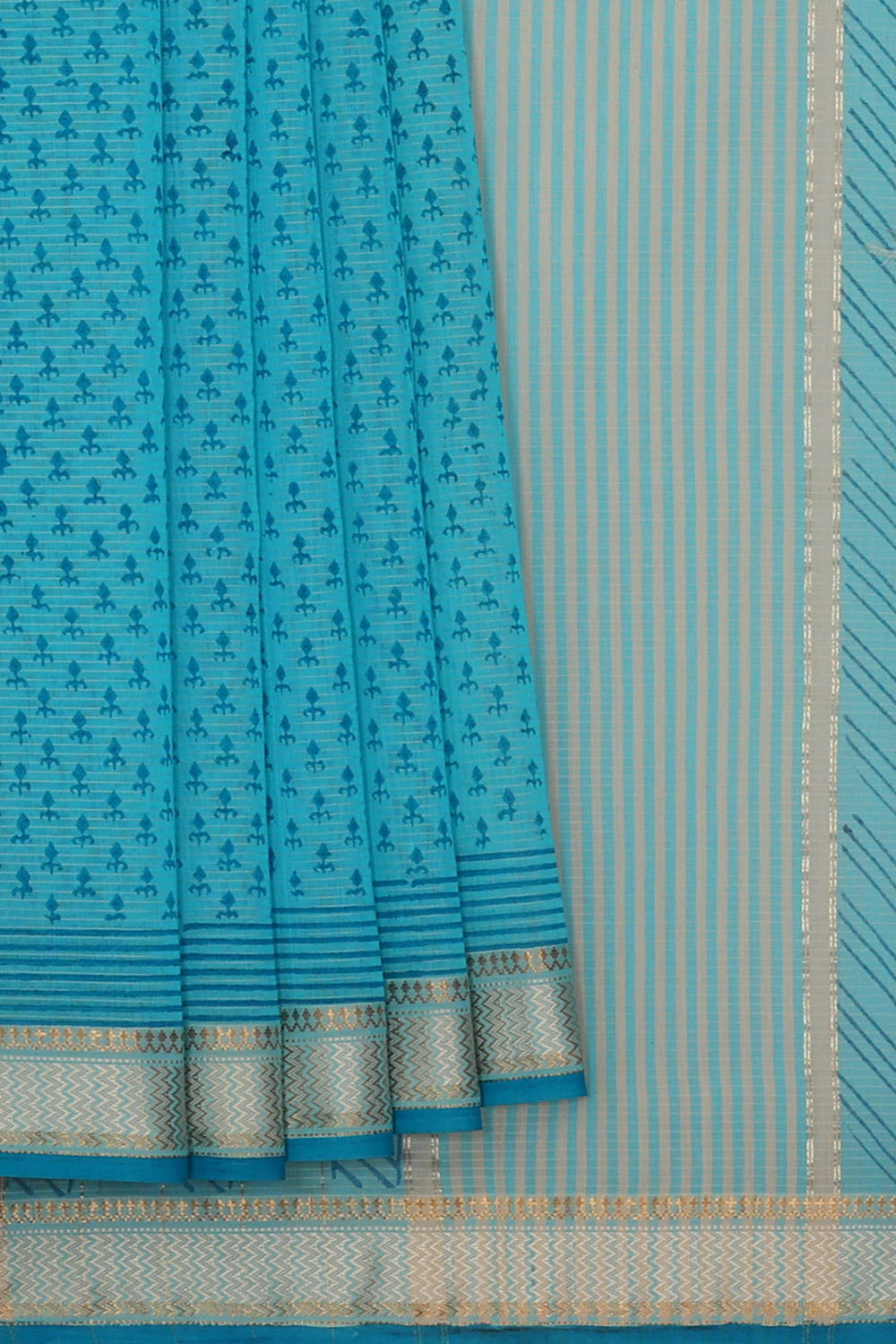 Image of Blue Silk Cotton Saree