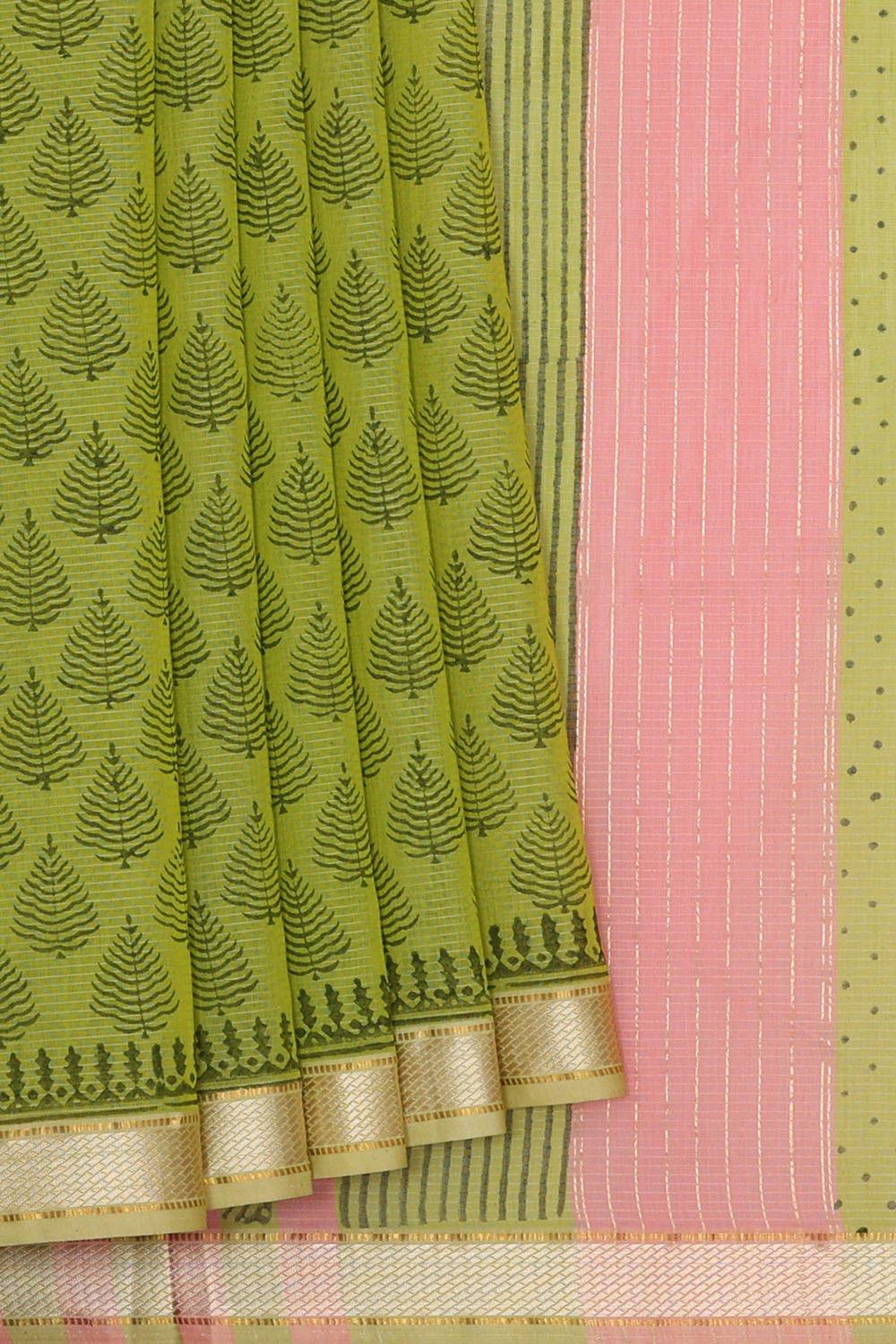 Image of Green Silk Cotton Saree