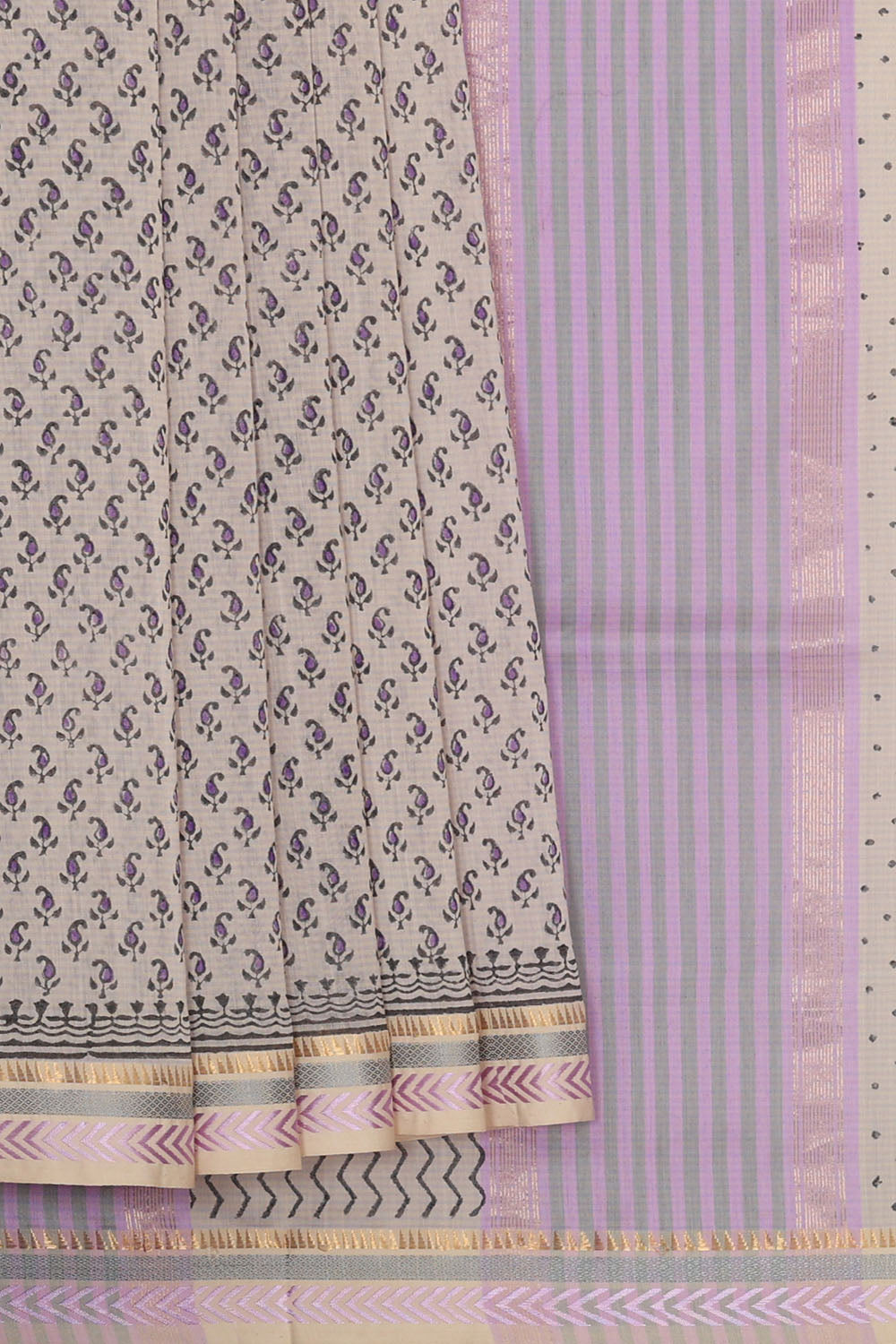 Image of Grey Silk Cotton Saree