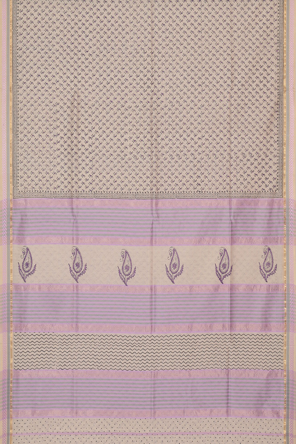 Image of Grey Silk Cotton Saree