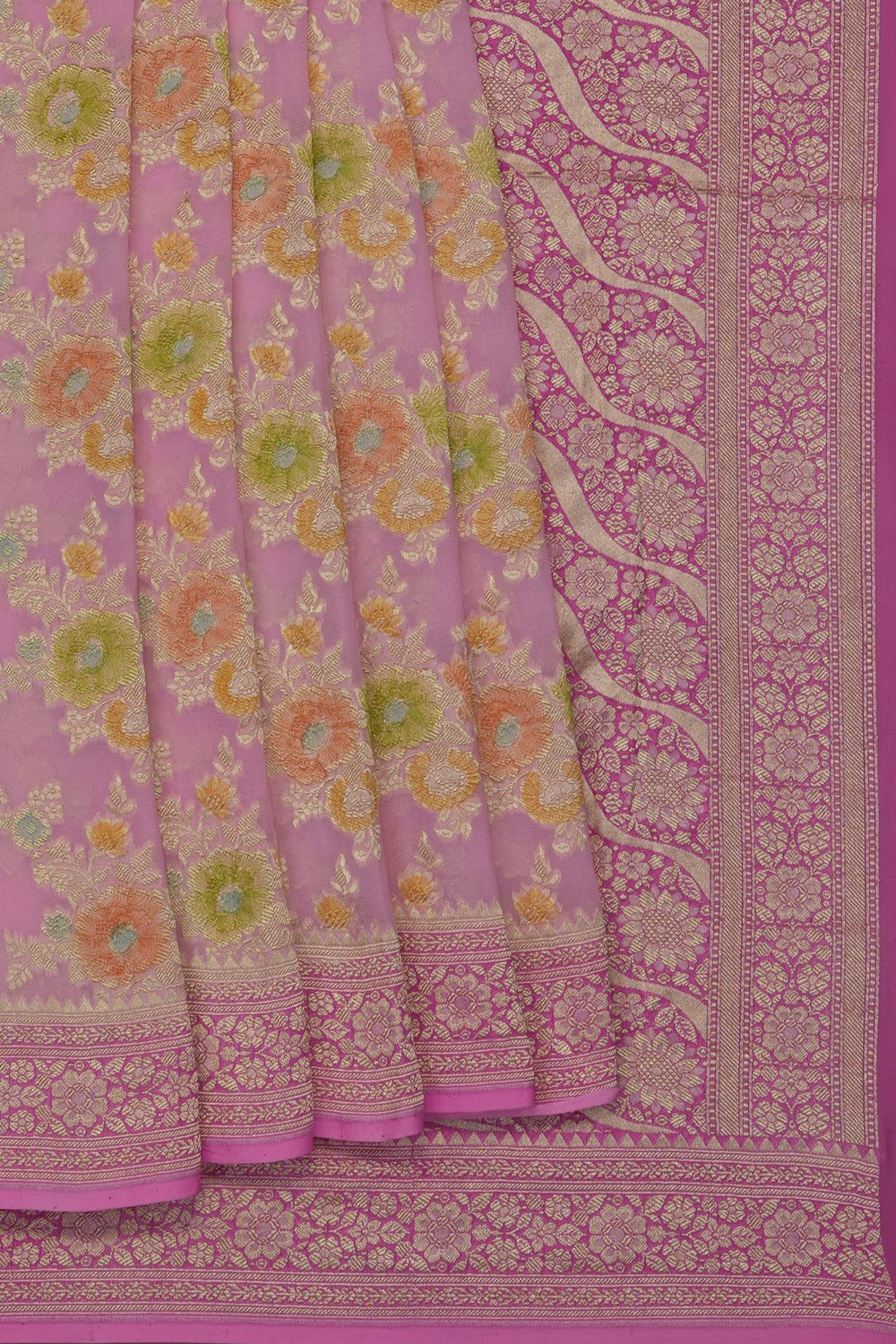 Image of Pink Banarasi Georgette Saree