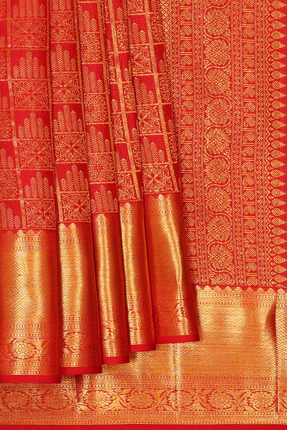 Image of Red Kanchipattu Brocade Saree