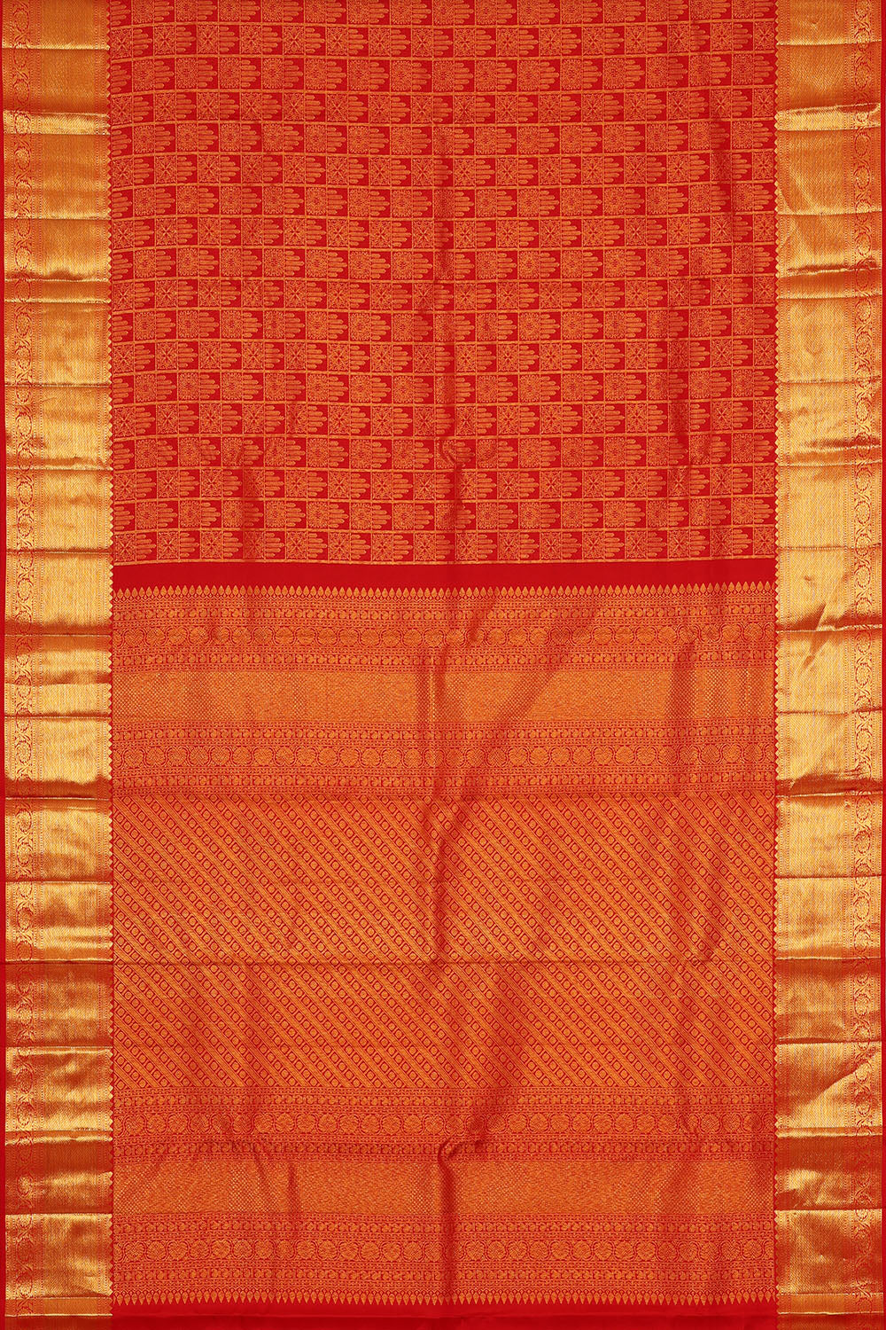 Image of Red Kanchipattu Brocade Saree