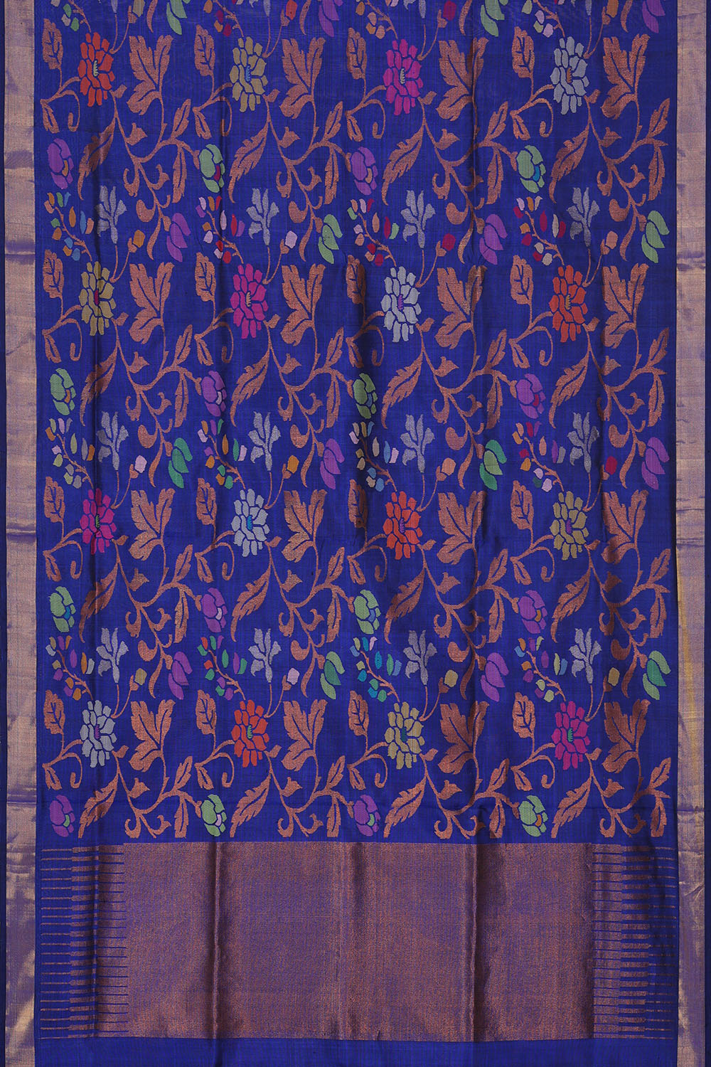 Image of Navy-Blue Uppada Silk Saree
