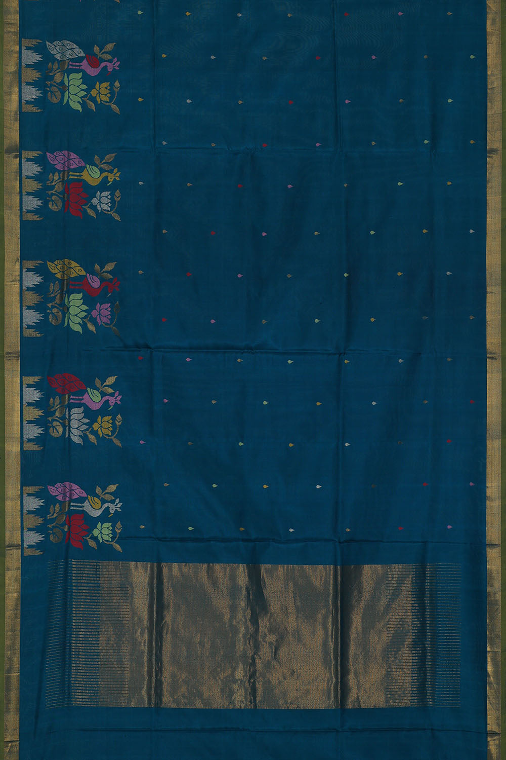 Image of Peacock-Blue Uppada Silk Saree