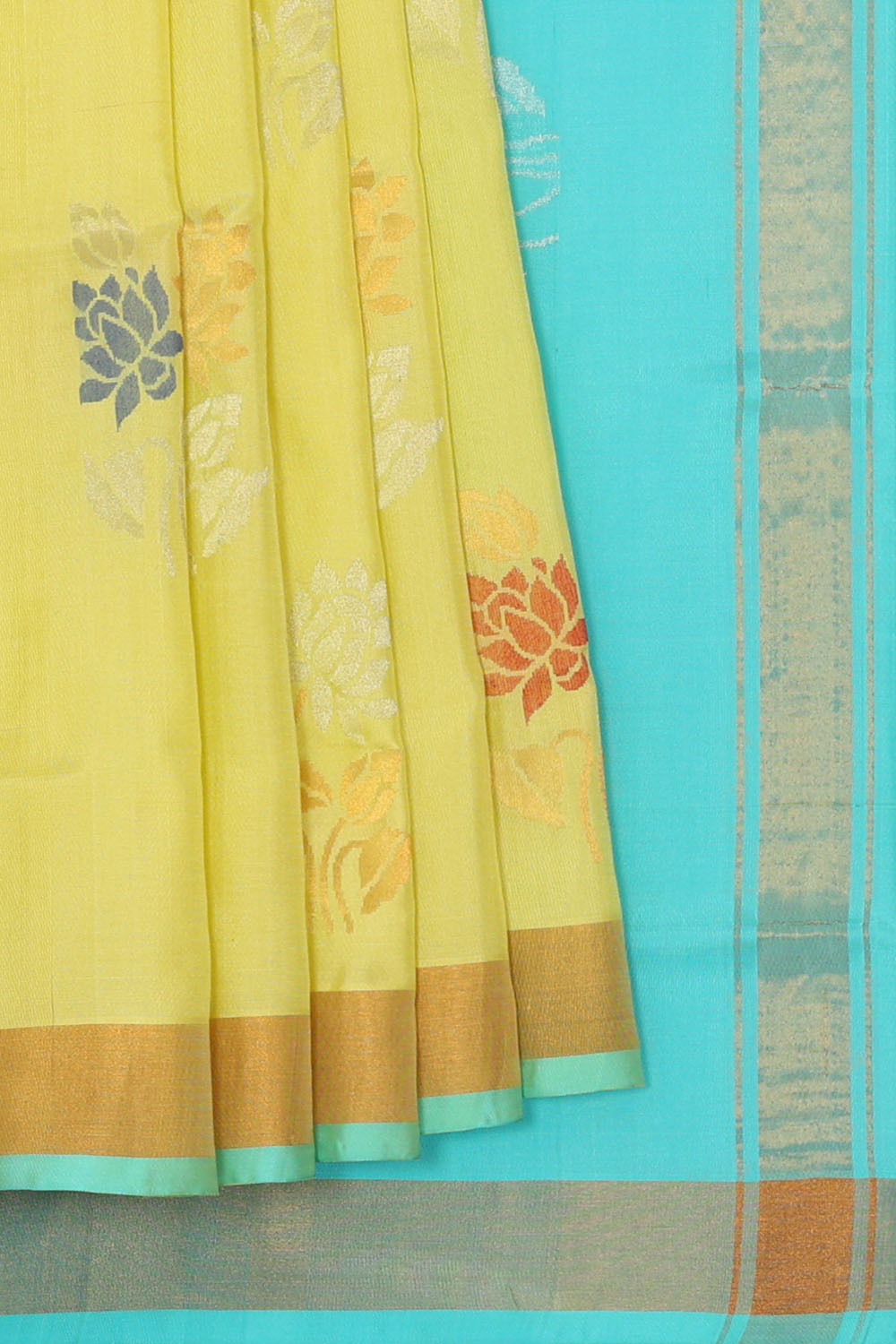 Image of Lime-Yellow Uppada Silk Saree