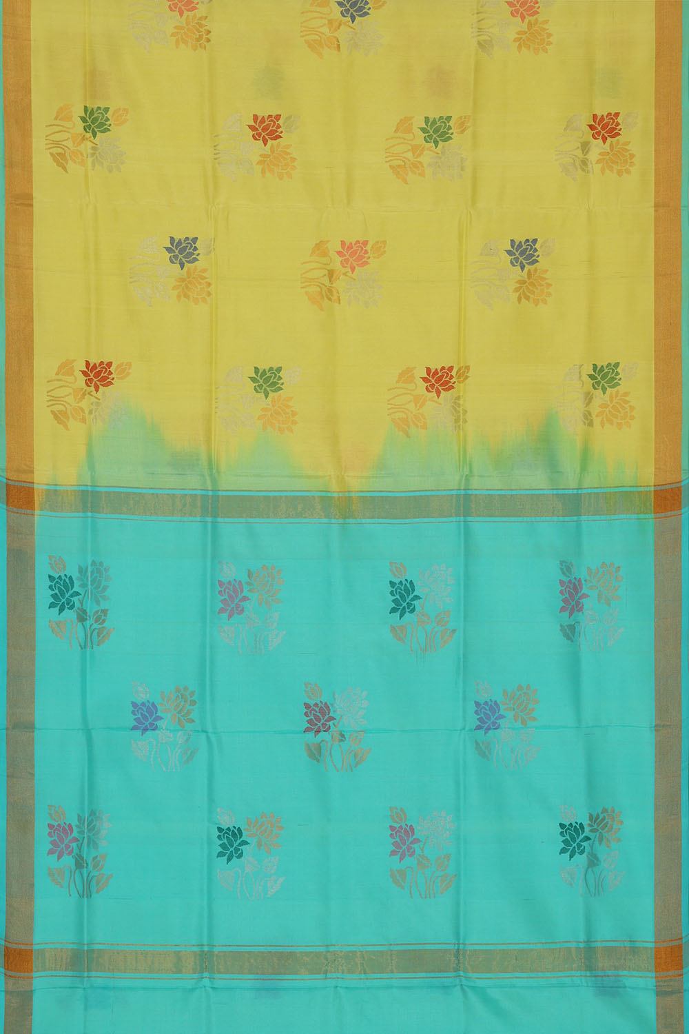Image of Lime-Yellow Uppada Silk Saree