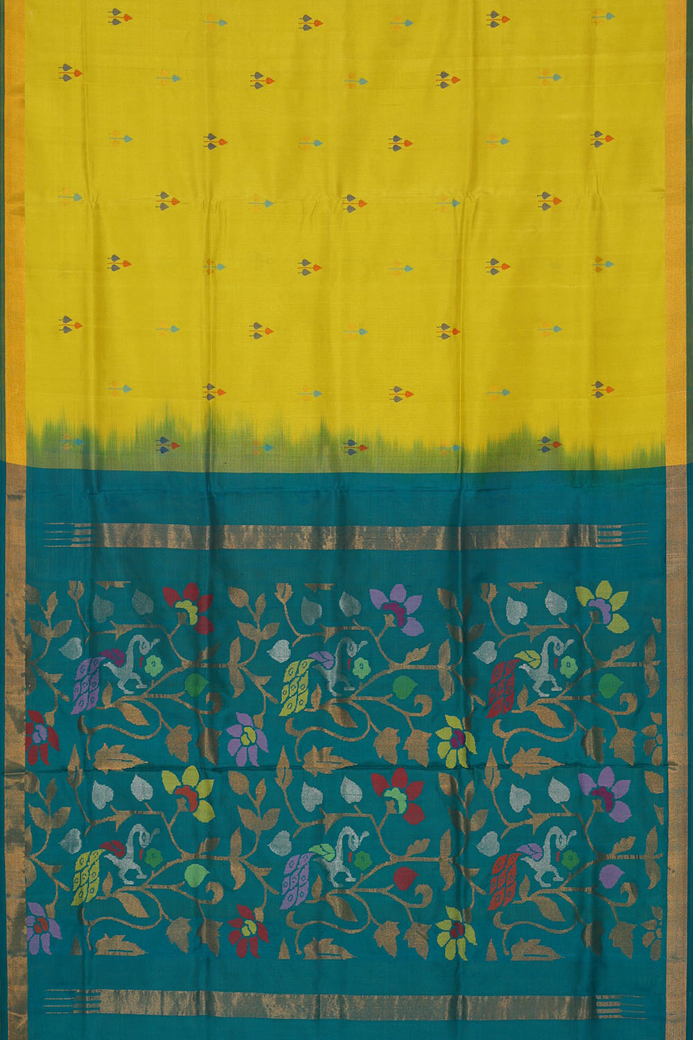 Image of Lime-Yellow Uppada Silk Saree