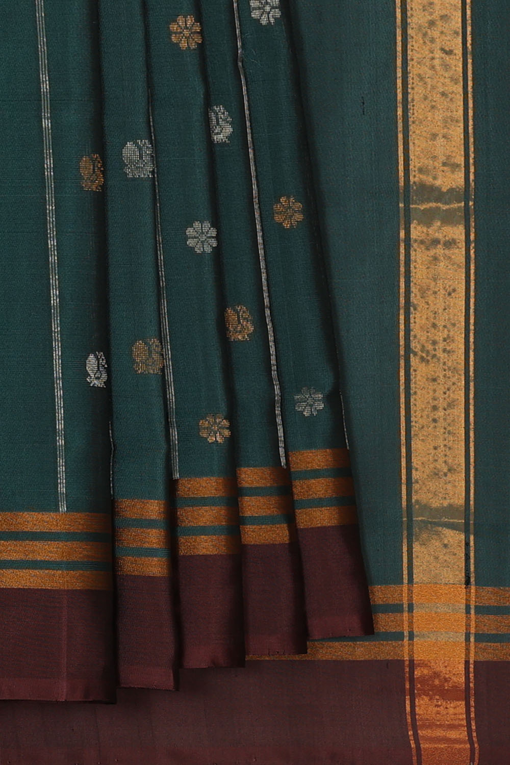 Image of Bottle-Green Uppada Silk Saree