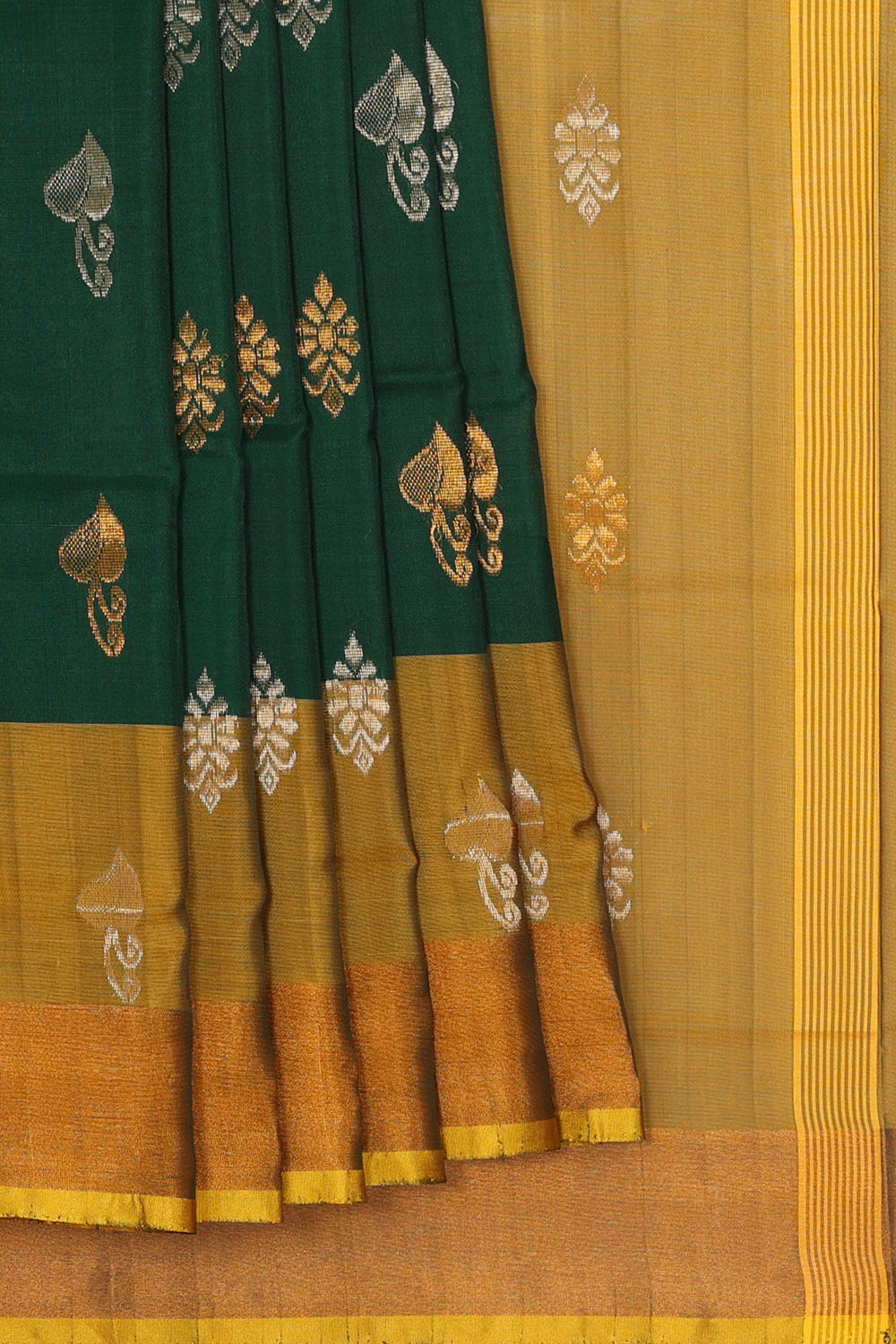 Image of Bottle-Green Uppada Silk Saree
