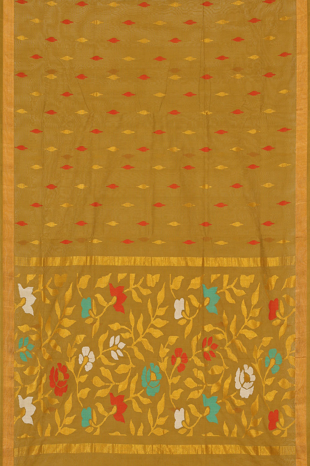 Image of Mehendi-Green Uppada Cotton Saree