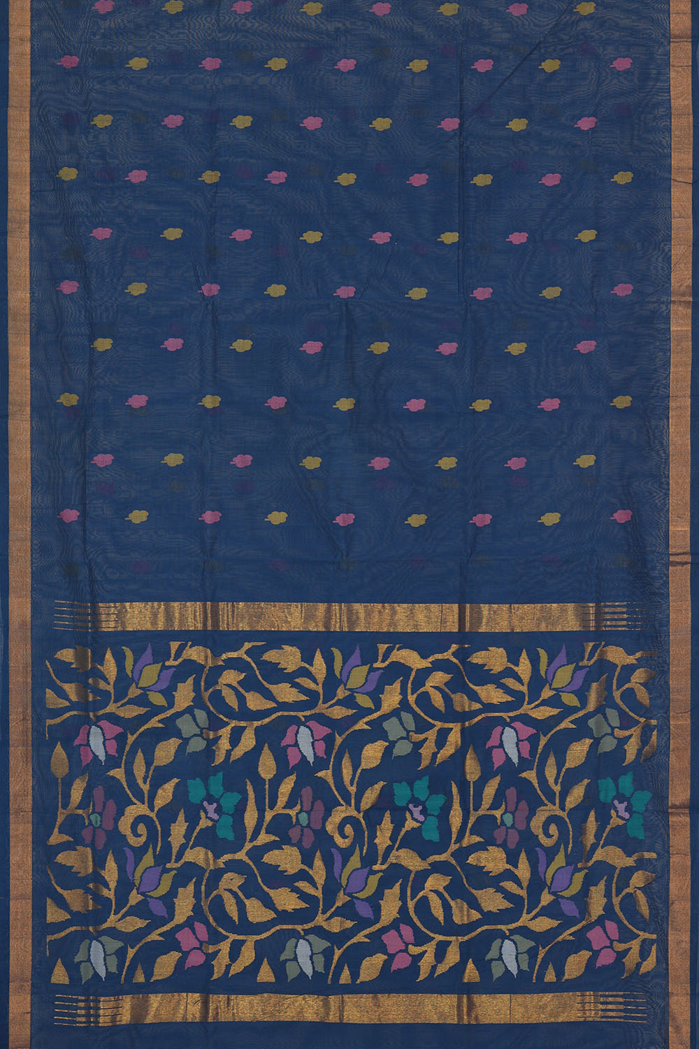 Image of Navy-Blue Uppada Cotton Saree