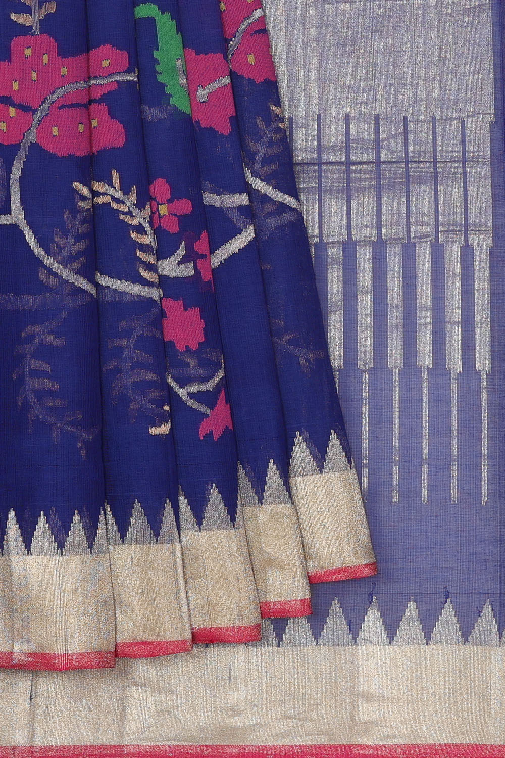 Image of Royal-Blue Uppada Cotton Saree
